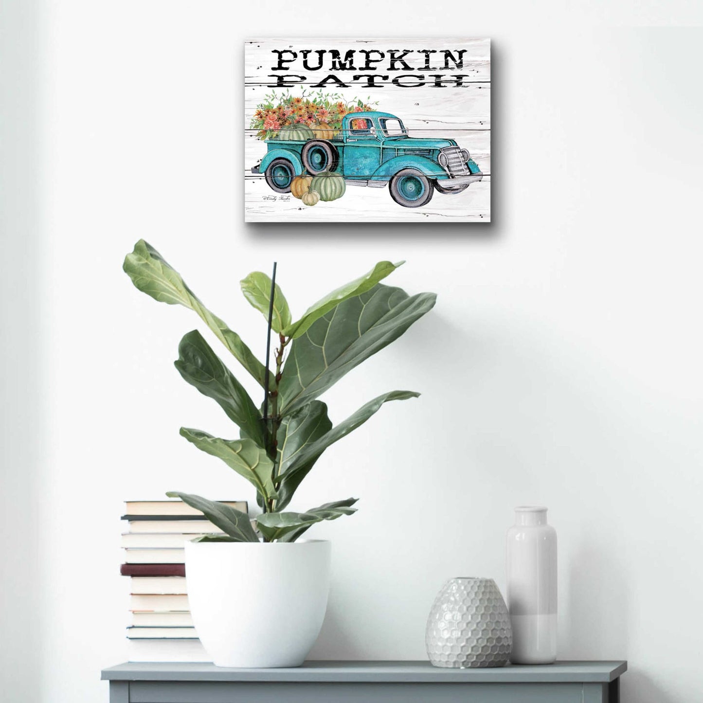 Epic Art 'Pumpkin Patch Truck' by Cindy Jacobs, Acrylic Glass Wall Art,16x12