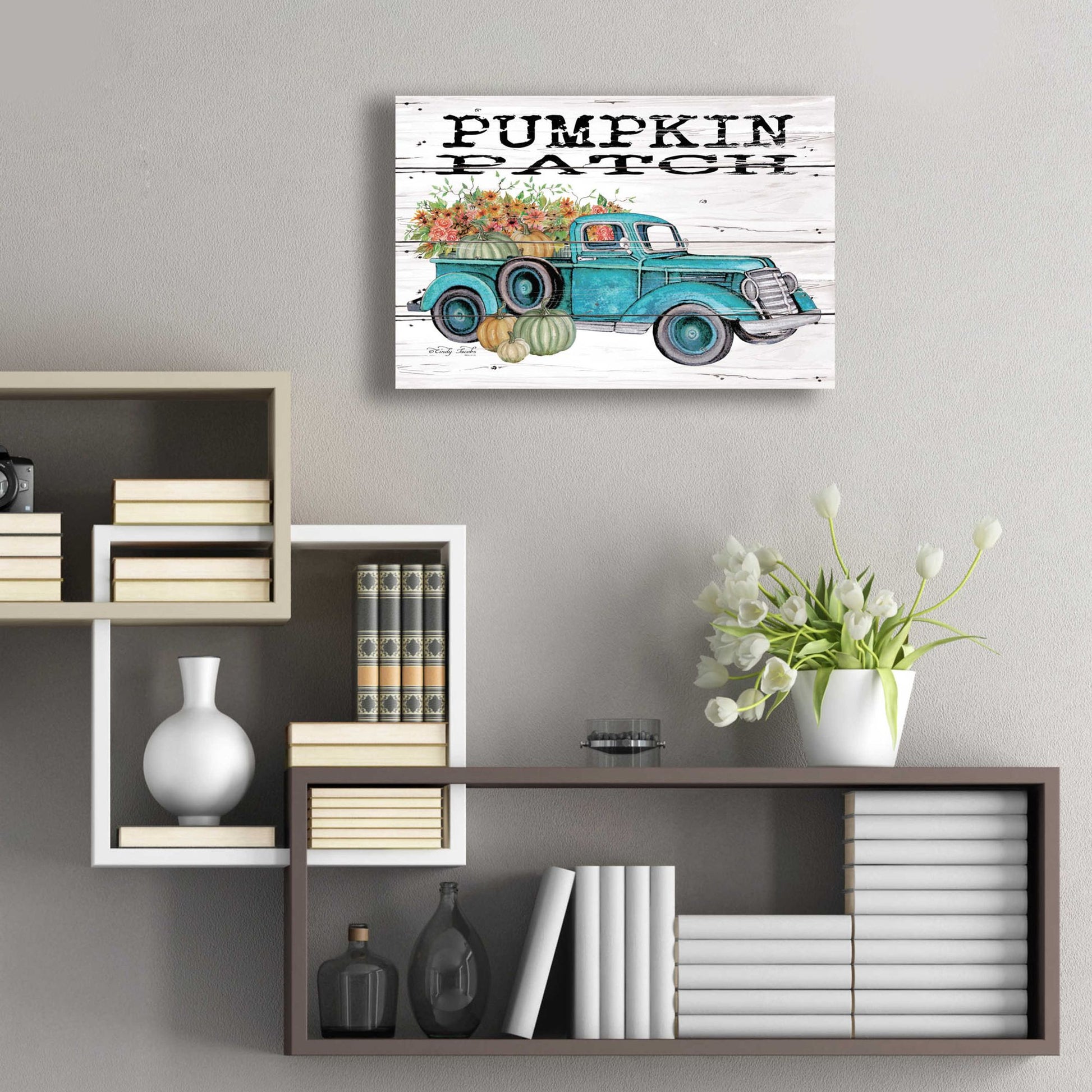 Epic Art 'Pumpkin Patch Truck' by Cindy Jacobs, Acrylic Glass Wall Art,24x16