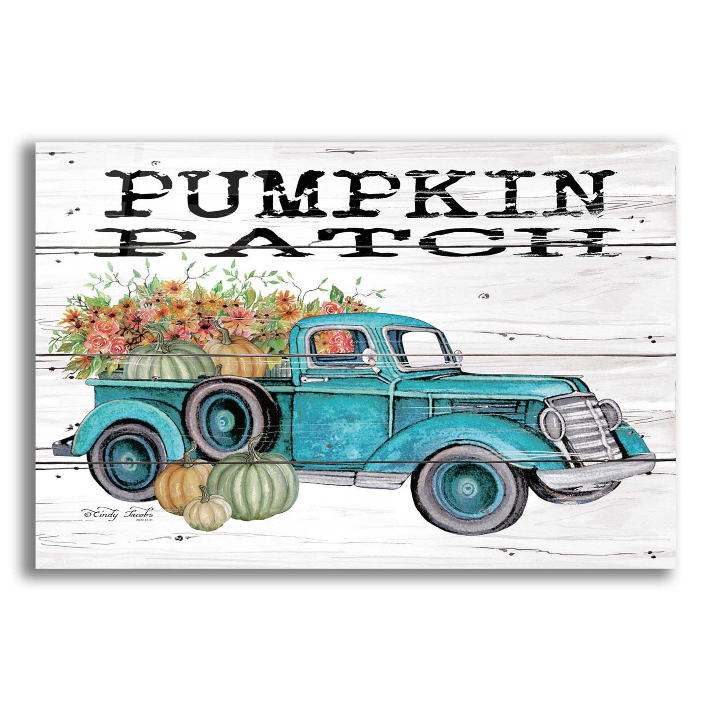 Epic Art 'Pumpkin Patch Truck' by Cindy Jacobs, Acrylic Glass Wall Art,24x16