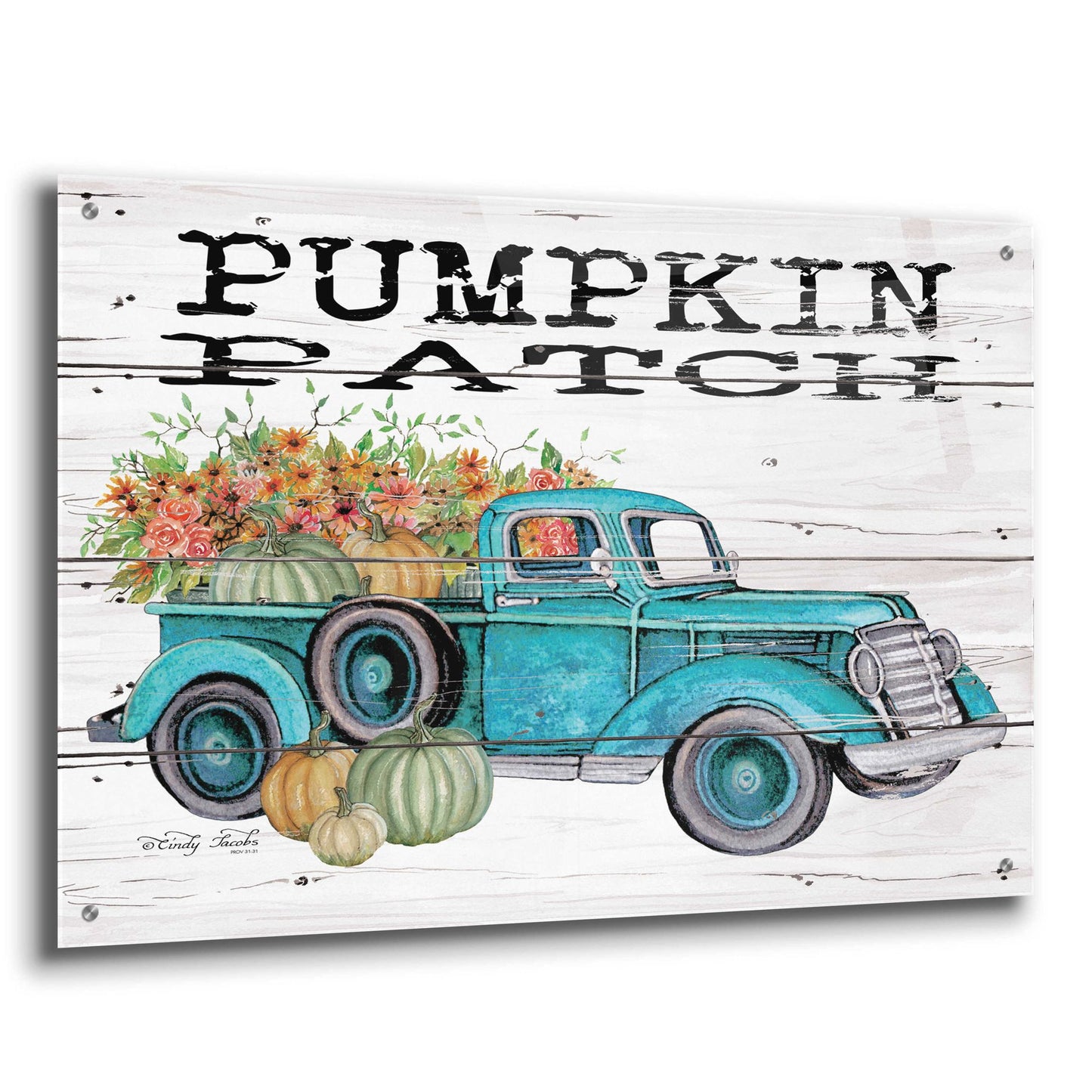 Epic Art 'Pumpkin Patch Truck' by Cindy Jacobs, Acrylic Glass Wall Art,36x24