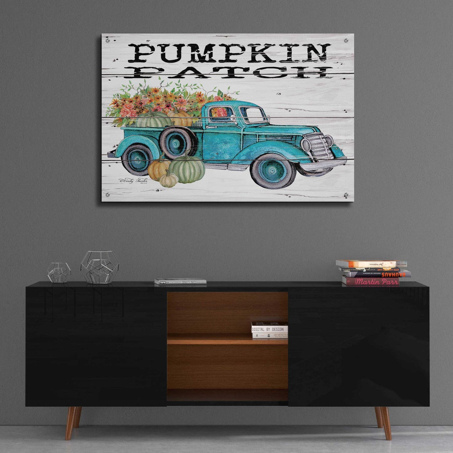 Epic Art 'Pumpkin Patch Truck' by Cindy Jacobs, Acrylic Glass Wall Art,36x24