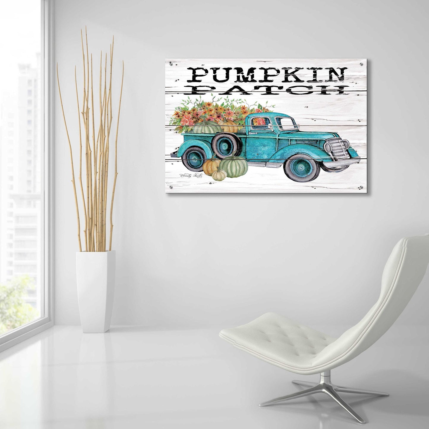 Epic Art 'Pumpkin Patch Truck' by Cindy Jacobs, Acrylic Glass Wall Art,36x24