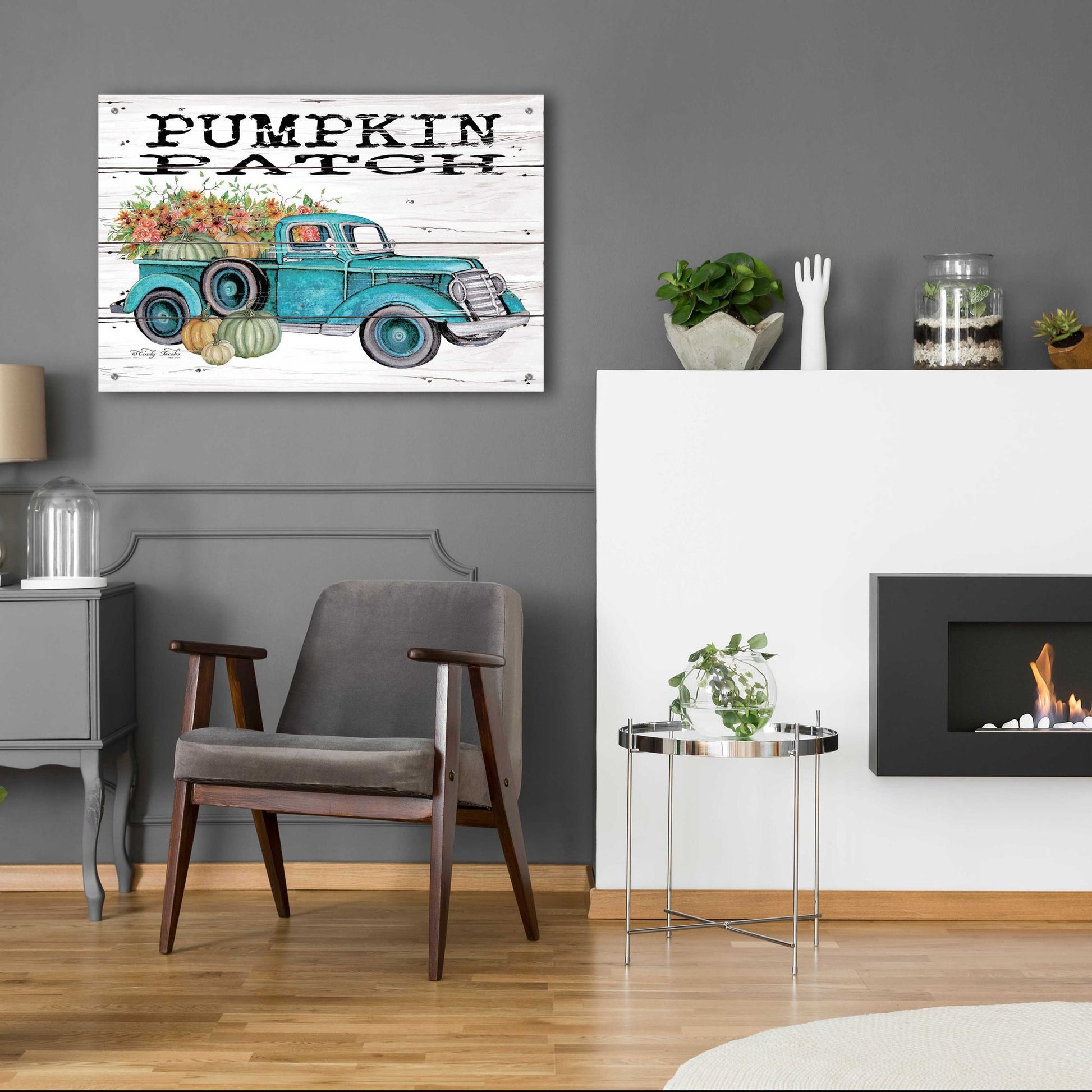 Epic Art 'Pumpkin Patch Truck' by Cindy Jacobs, Acrylic Glass Wall Art,36x24