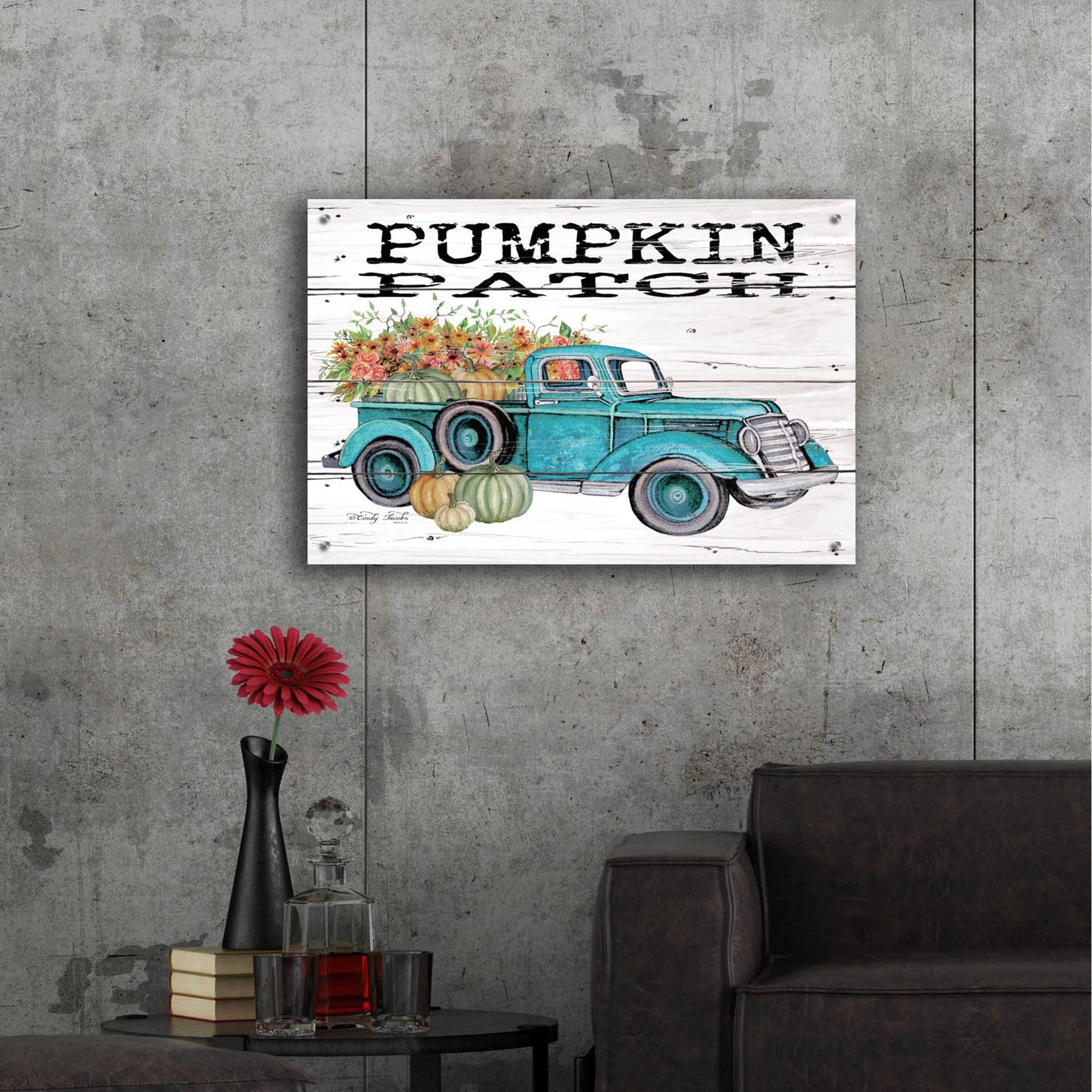 Epic Art 'Pumpkin Patch Truck' by Cindy Jacobs, Acrylic Glass Wall Art,36x24