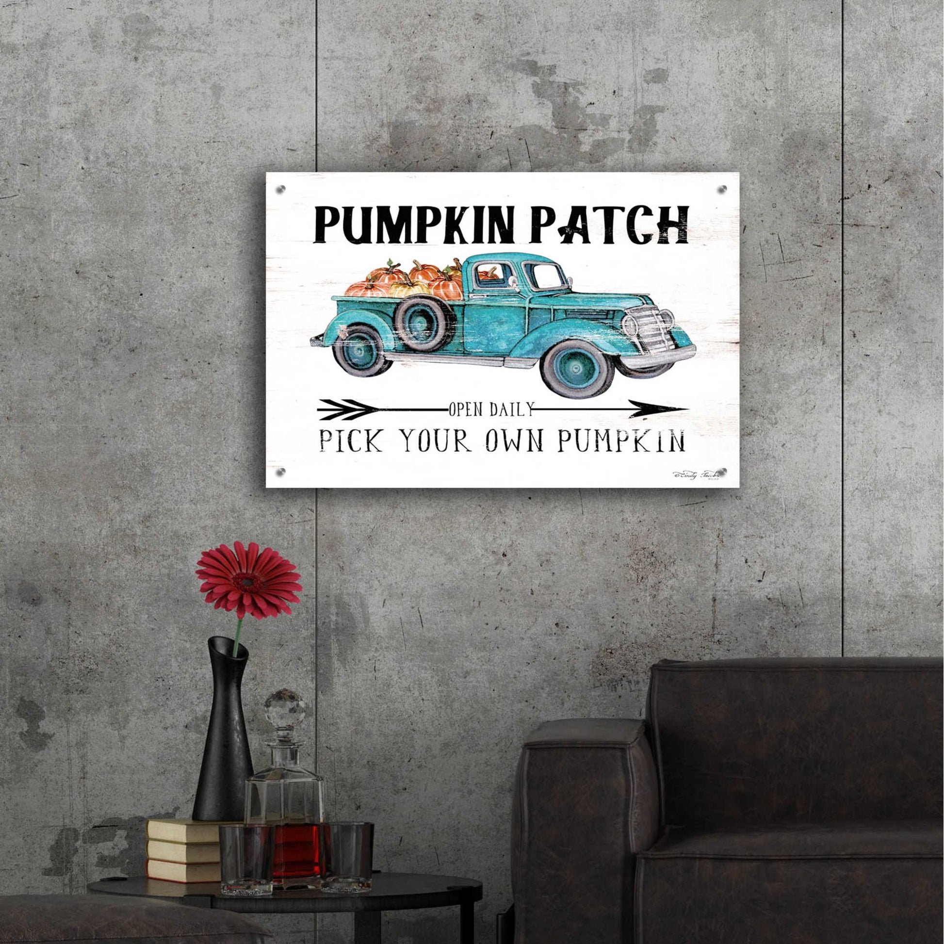 Epic Art 'Pumpkin Patch Open Daily' by Cindy Jacobs, Acrylic Glass Wall Art,36x24