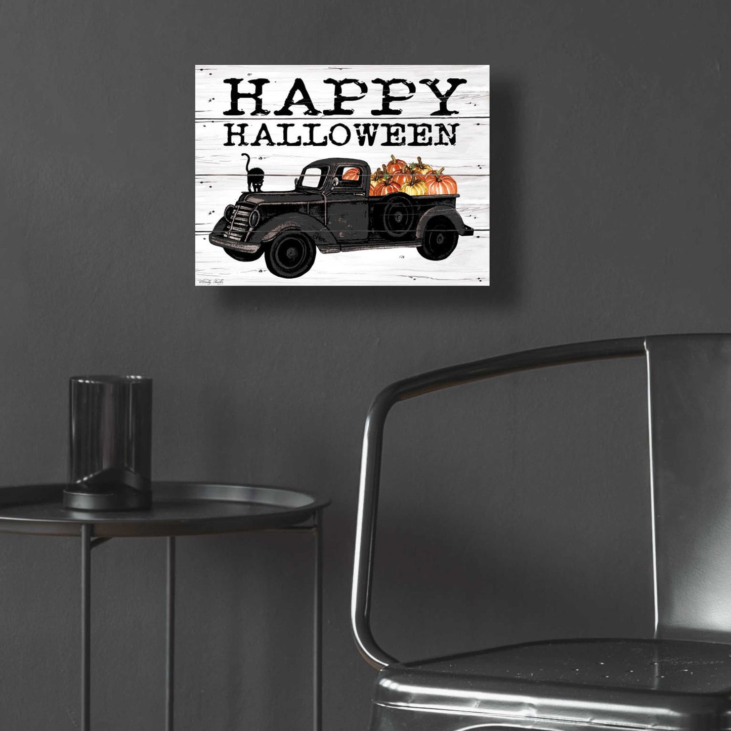 Epic Art 'Happy Halloween Black Truck' by Cindy Jacobs, Acrylic Glass Wall Art,16x12