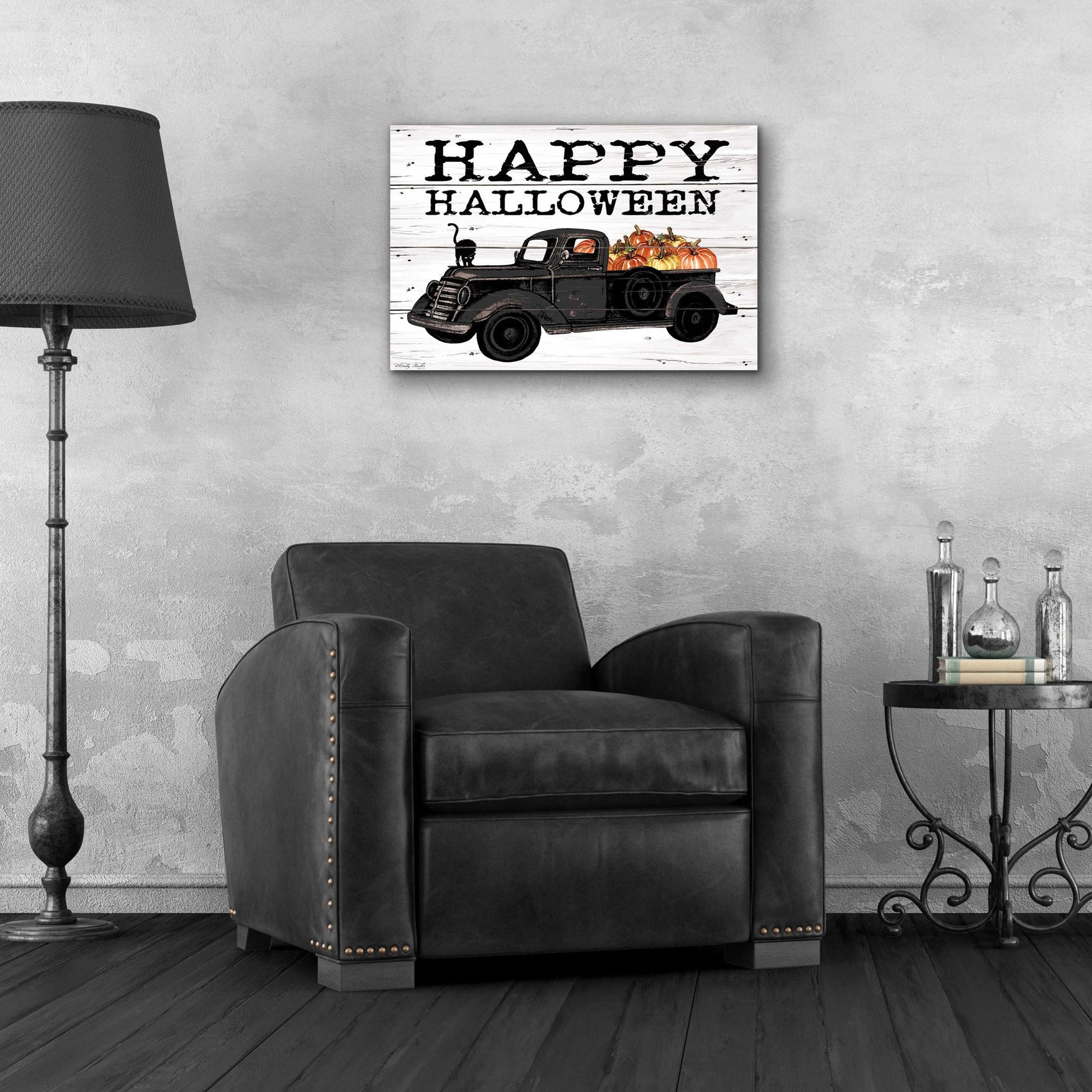 Epic Art 'Happy Halloween Black Truck' by Cindy Jacobs, Acrylic Glass Wall Art,24x16