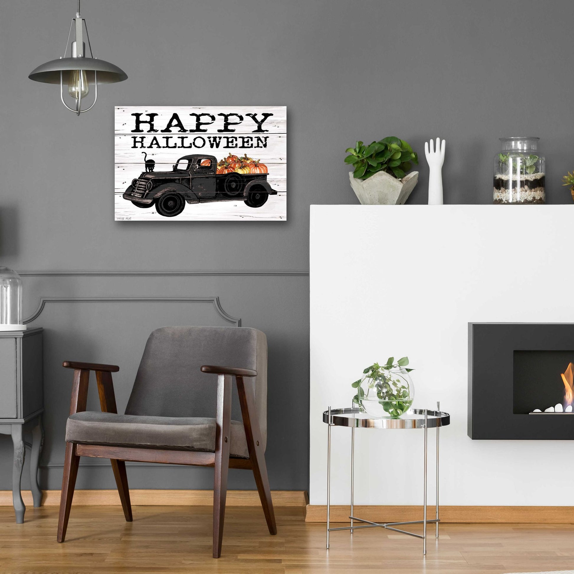 Epic Art 'Happy Halloween Black Truck' by Cindy Jacobs, Acrylic Glass Wall Art,24x16