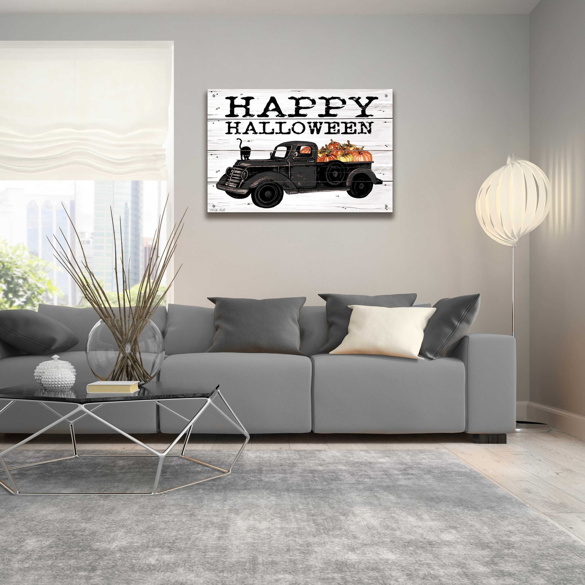 Epic Art 'Happy Halloween Black Truck' by Cindy Jacobs, Acrylic Glass Wall Art,36x24