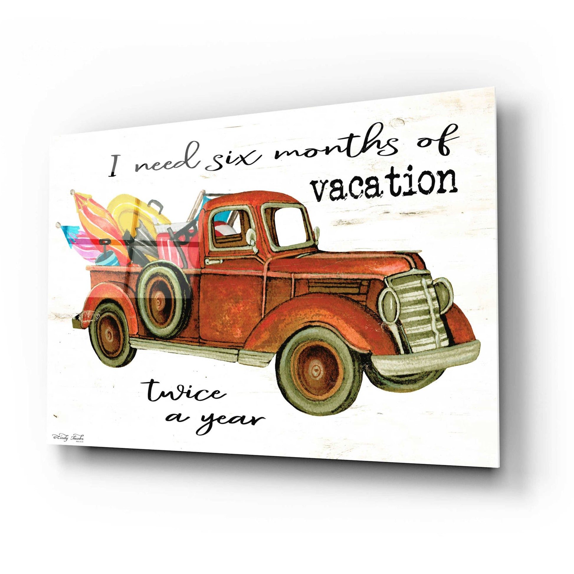 Epic Art 'Vacation Truck' by Cindy Jacobs, Acrylic Glass Wall Art,24x16