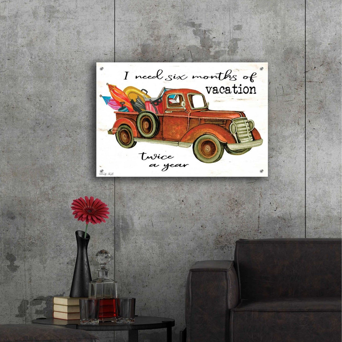 Epic Art 'Vacation Truck' by Cindy Jacobs, Acrylic Glass Wall Art,36x24