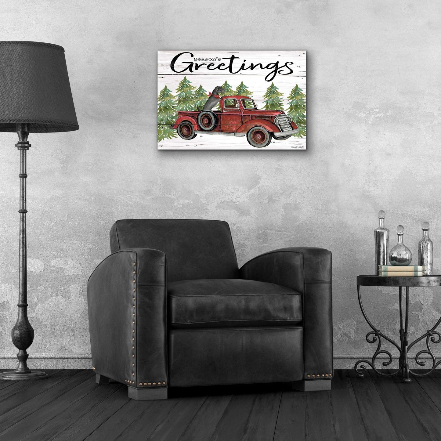 Epic Art 'Season's Greetings Red Truck' by Cindy Jacobs, Acrylic Glass Wall Art,24x16