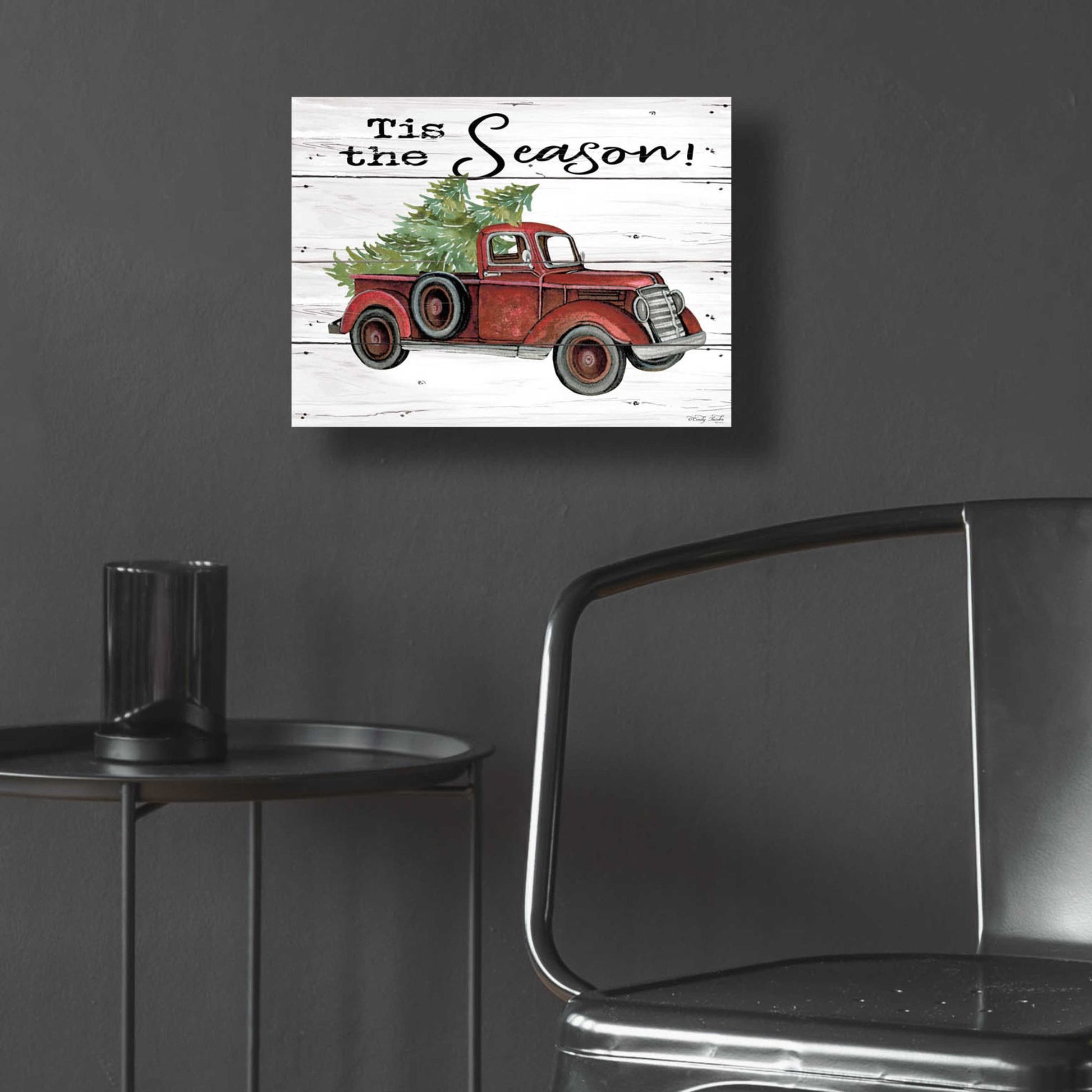 Epic Art 'Tis the Season Red Truck' by Cindy Jacobs, Acrylic Glass Wall Art,16x12