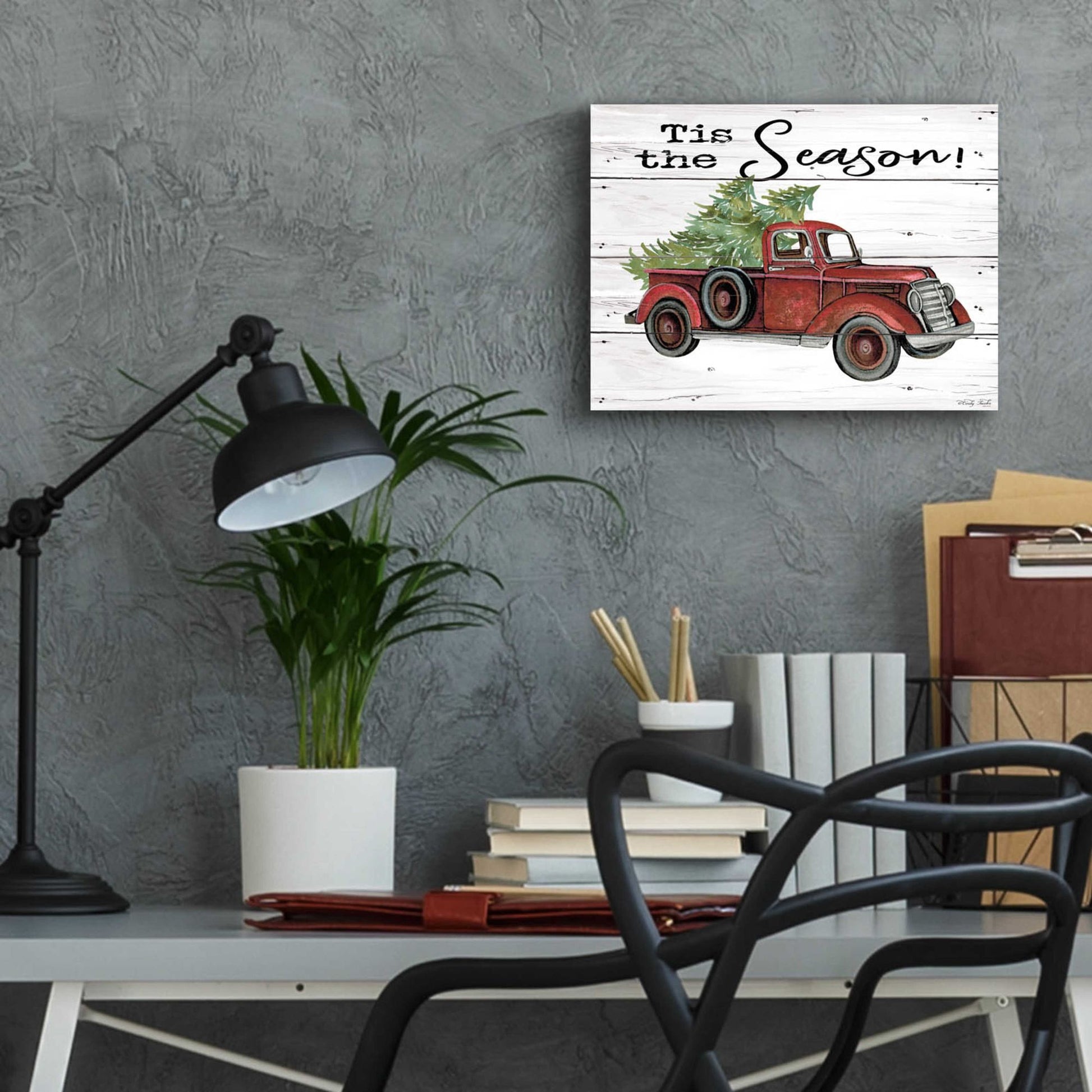 Epic Art 'Tis the Season Red Truck' by Cindy Jacobs, Acrylic Glass Wall Art,16x12