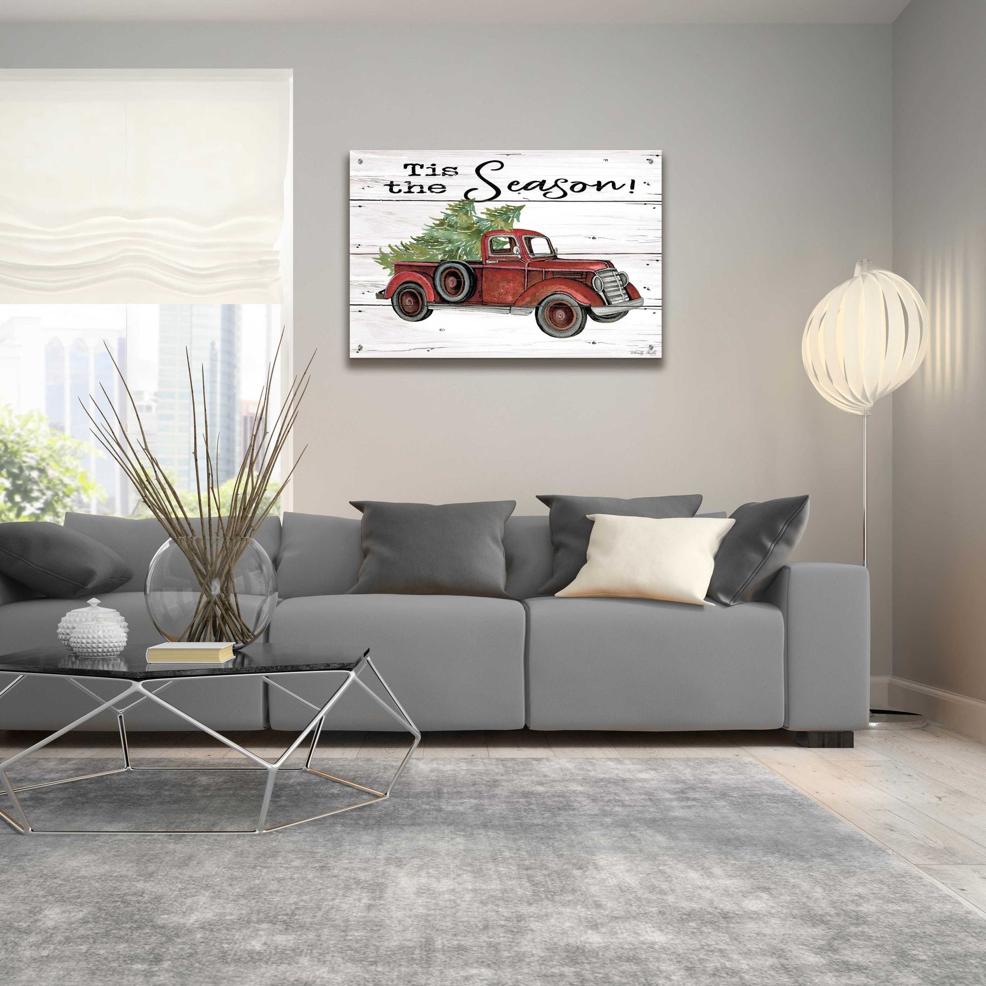 Epic Art 'Tis the Season Red Truck' by Cindy Jacobs, Acrylic Glass Wall Art,36x24