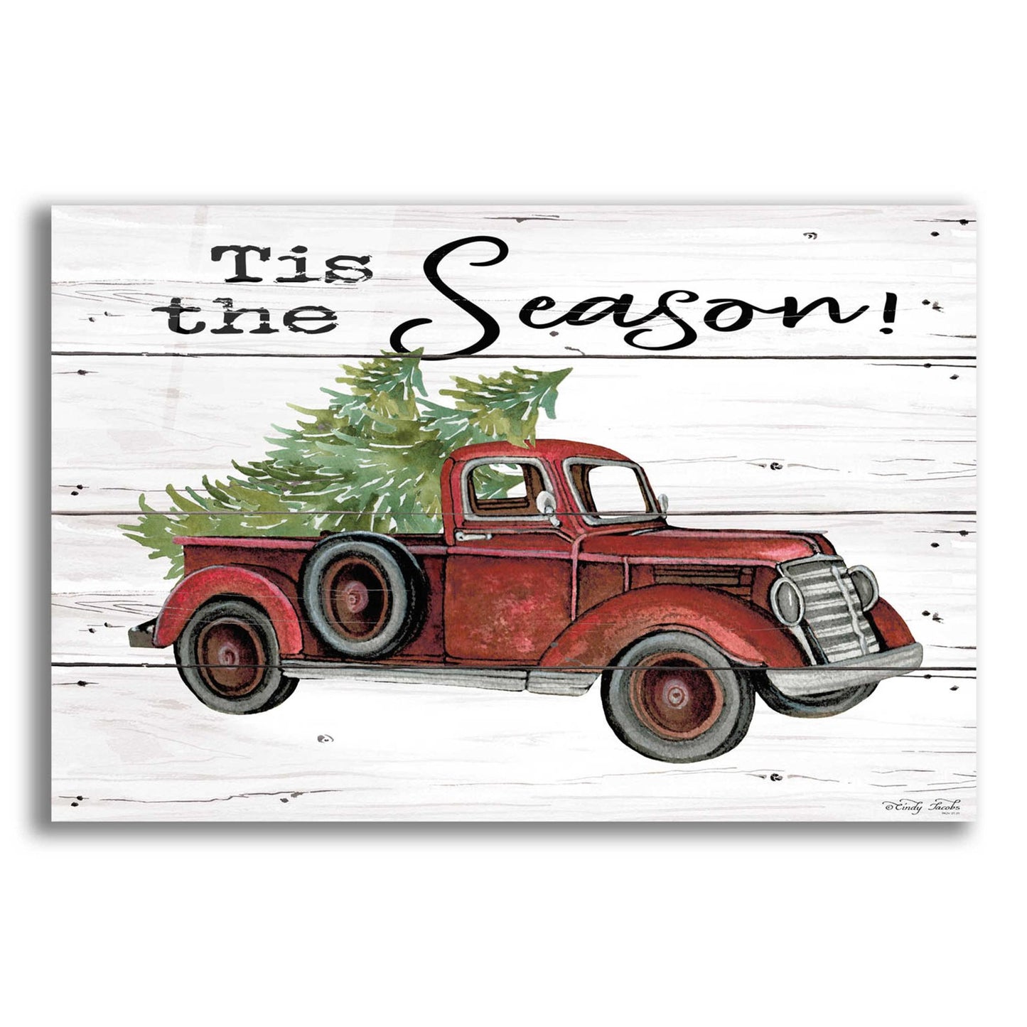 Epic Art 'Tis the Season Red Truck' by Cindy Jacobs, Acrylic Glass Wall Art