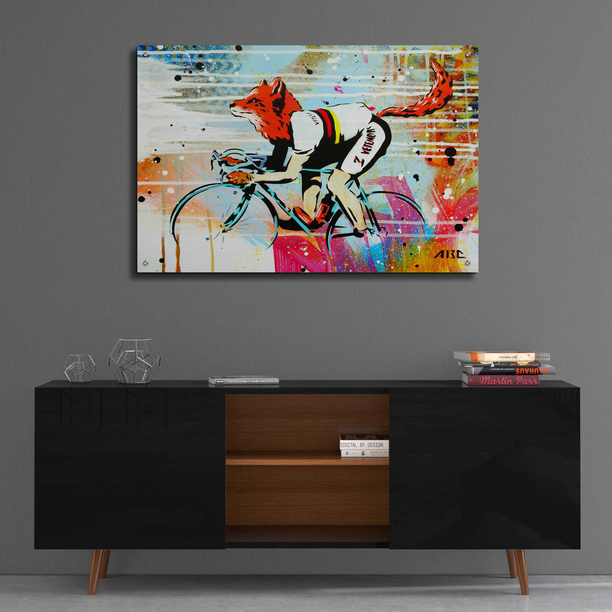 Le Fox by AbcArtAttack - 36x24 acrylic wall art in a room