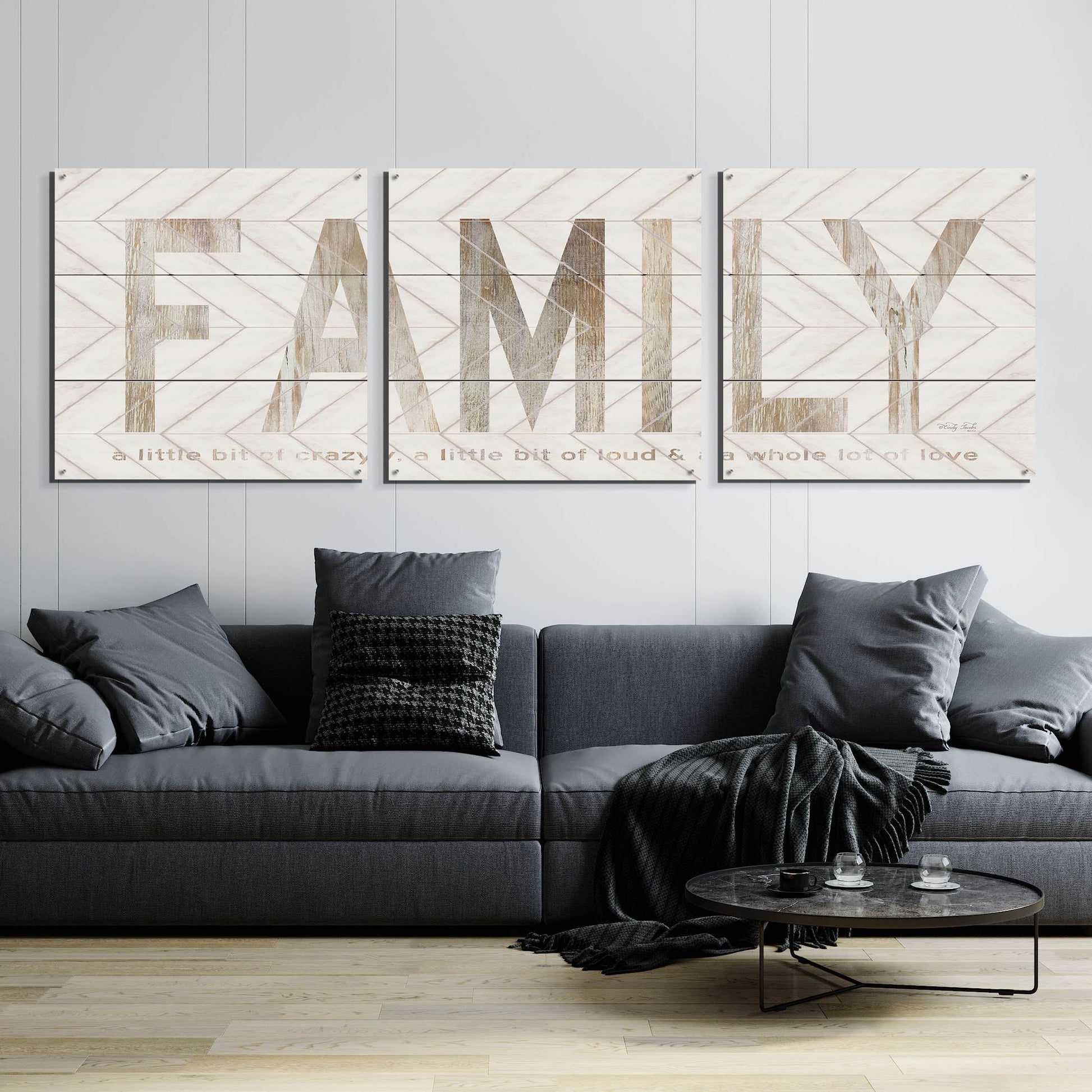 Epic Art 'Family Chevron' by Cindy Jacobs, Acrylic Glass Wall Art, 3 Piece Set,108x36