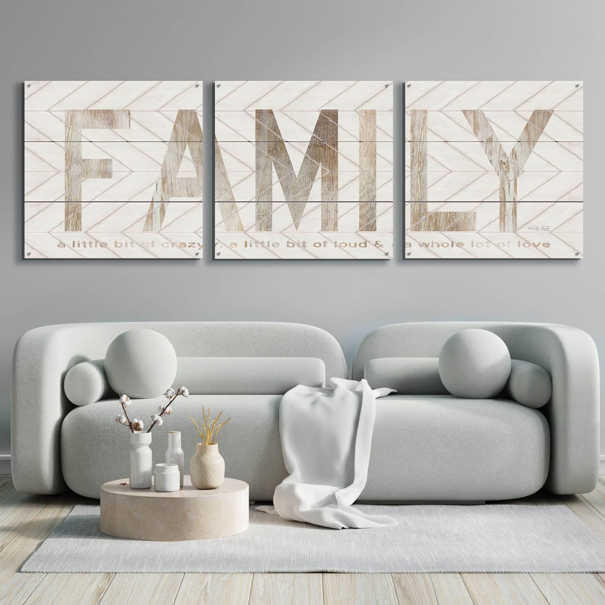 Epic Art 'Family Chevron' by Cindy Jacobs, Acrylic Glass Wall Art, 3 Piece Set,108x36