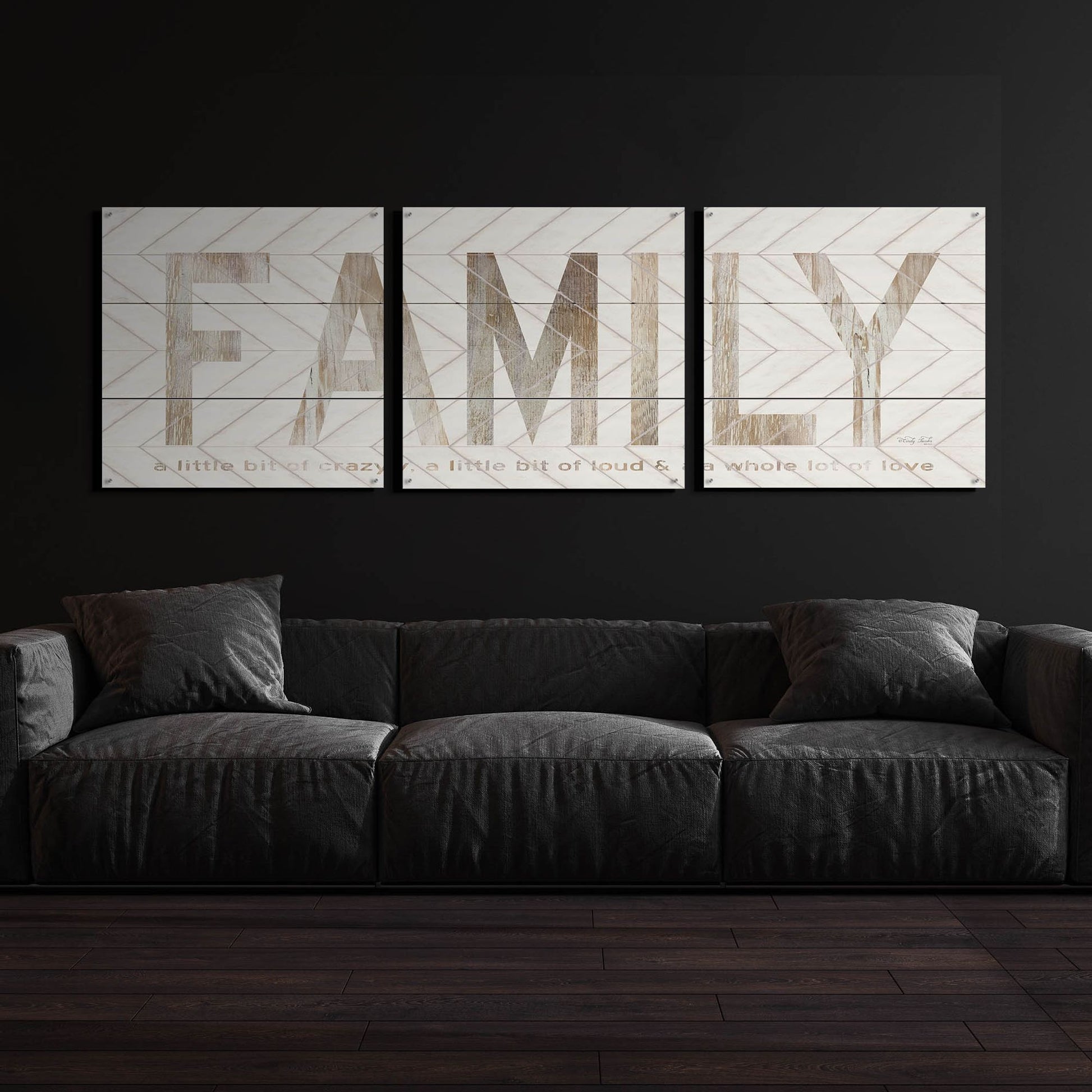 Epic Art 'Family Chevron' by Cindy Jacobs, Acrylic Glass Wall Art, 3 Piece Set,108x36