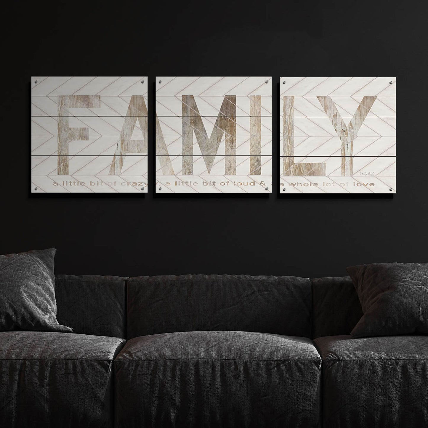 Epic Art 'Family Chevron' by Cindy Jacobs, Acrylic Glass Wall Art, 3 Piece Set,72x24