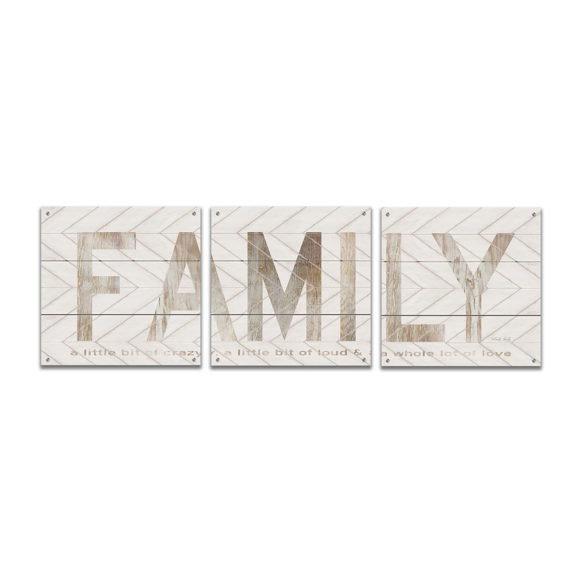 Epic Art 'Family Chevron' by Cindy Jacobs, Acrylic Glass Wall Art, 3 Piece Set