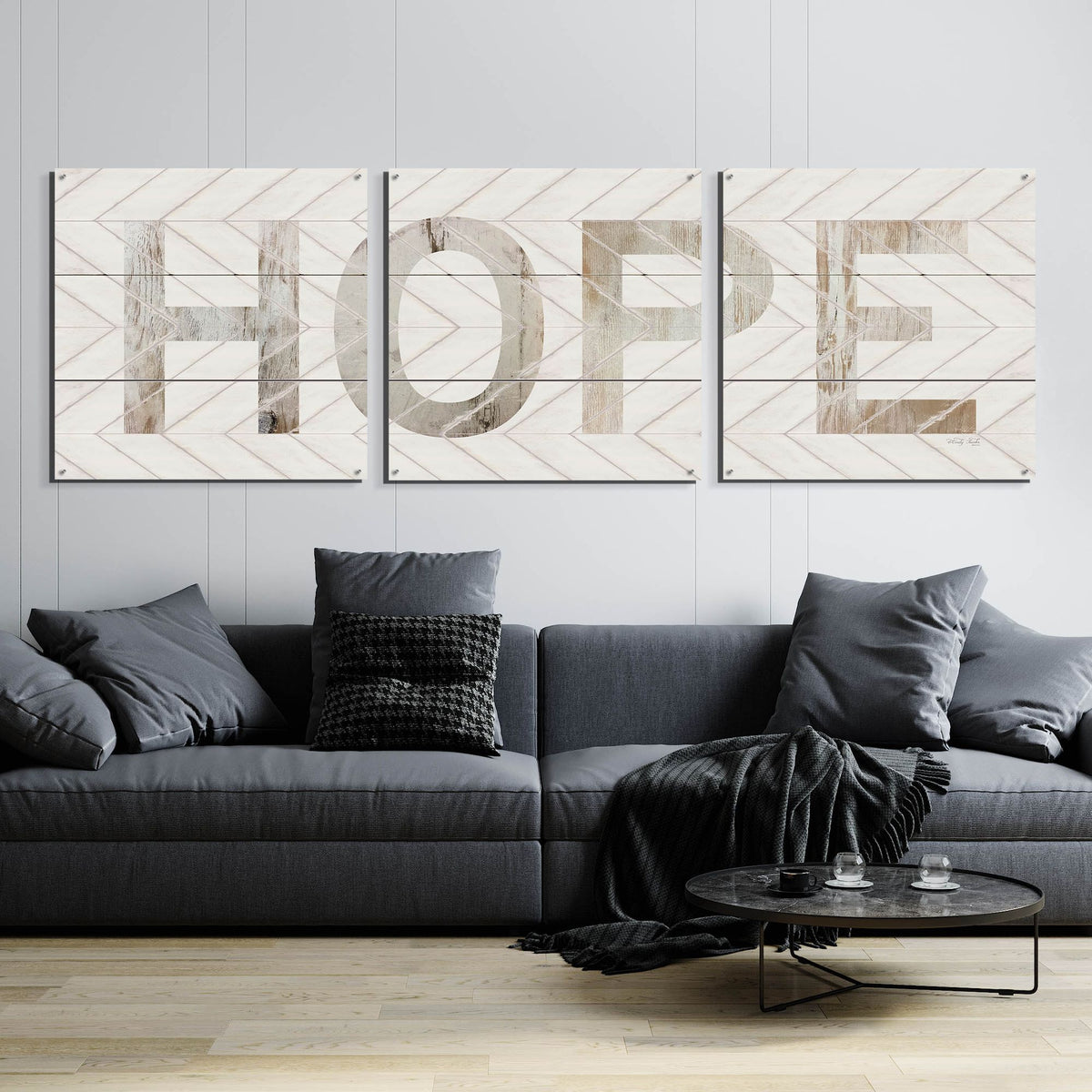 Epic Art 'Hope Chevron' by Cindy Jacobs, Acrylic Glass Wall Art, 3 Piece Set,108x36