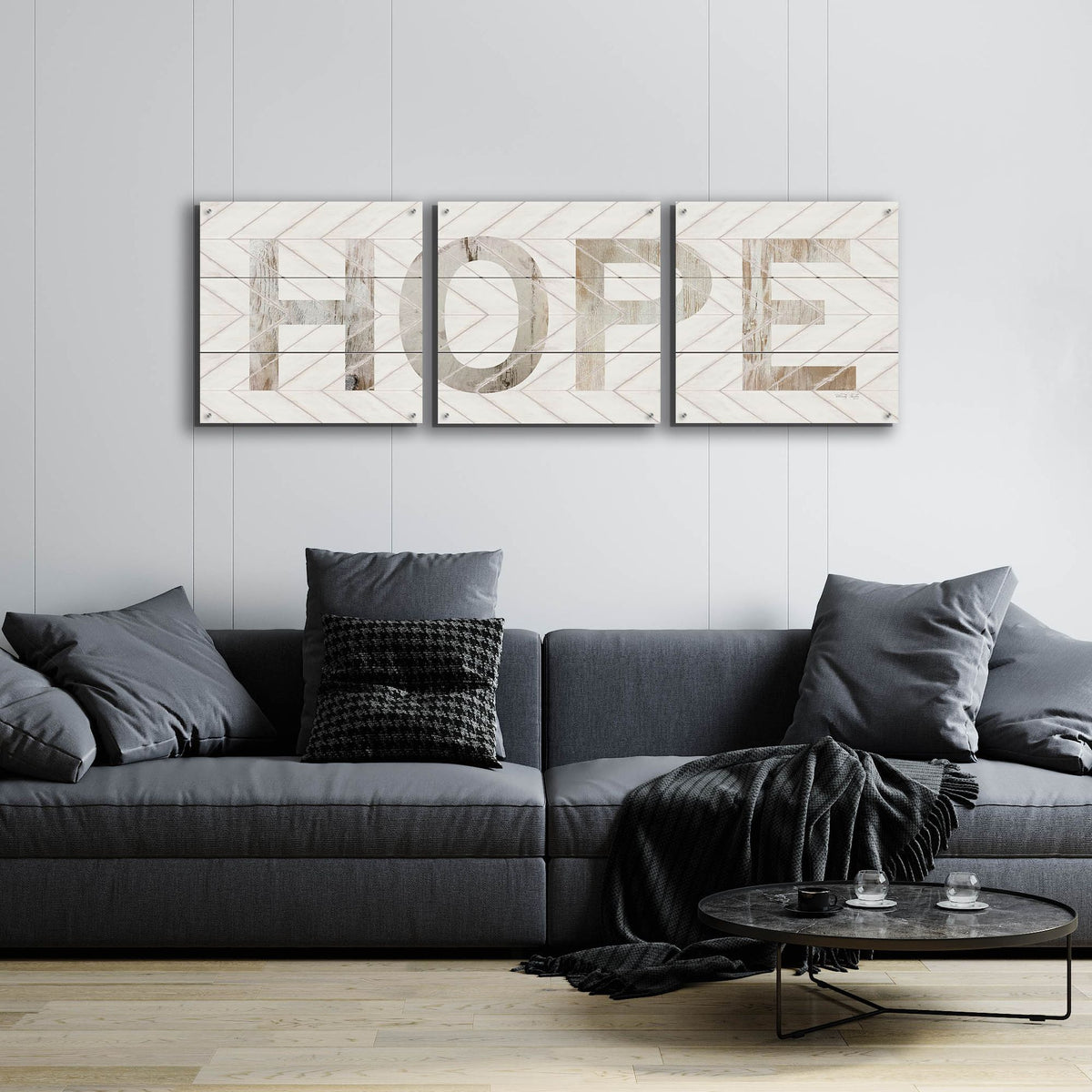 Epic Art 'Hope Chevron' by Cindy Jacobs, Acrylic Glass Wall Art, 3 Piece Set,72x24