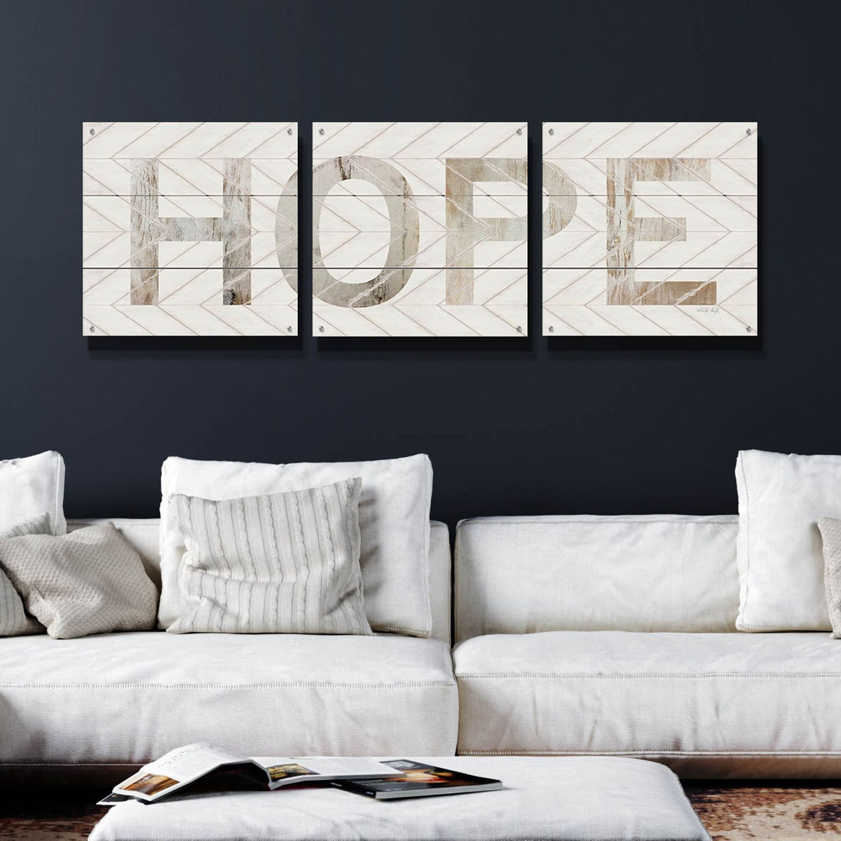 Epic Art 'Hope Chevron' by Cindy Jacobs, Acrylic Glass Wall Art, 3 Piece Set,72x24
