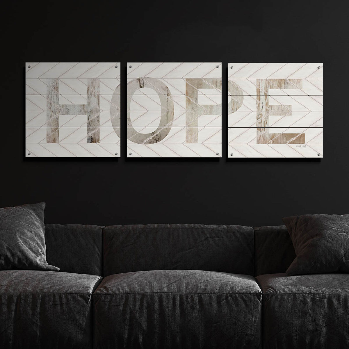 Epic Art 'Hope Chevron' by Cindy Jacobs, Acrylic Glass Wall Art, 3 Piece Set,72x24