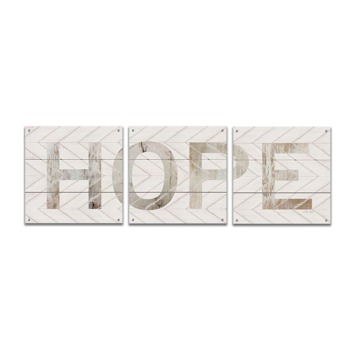Epic Art 'Hope Chevron' by Cindy Jacobs, Acrylic Glass Wall Art, 3 Piece Set