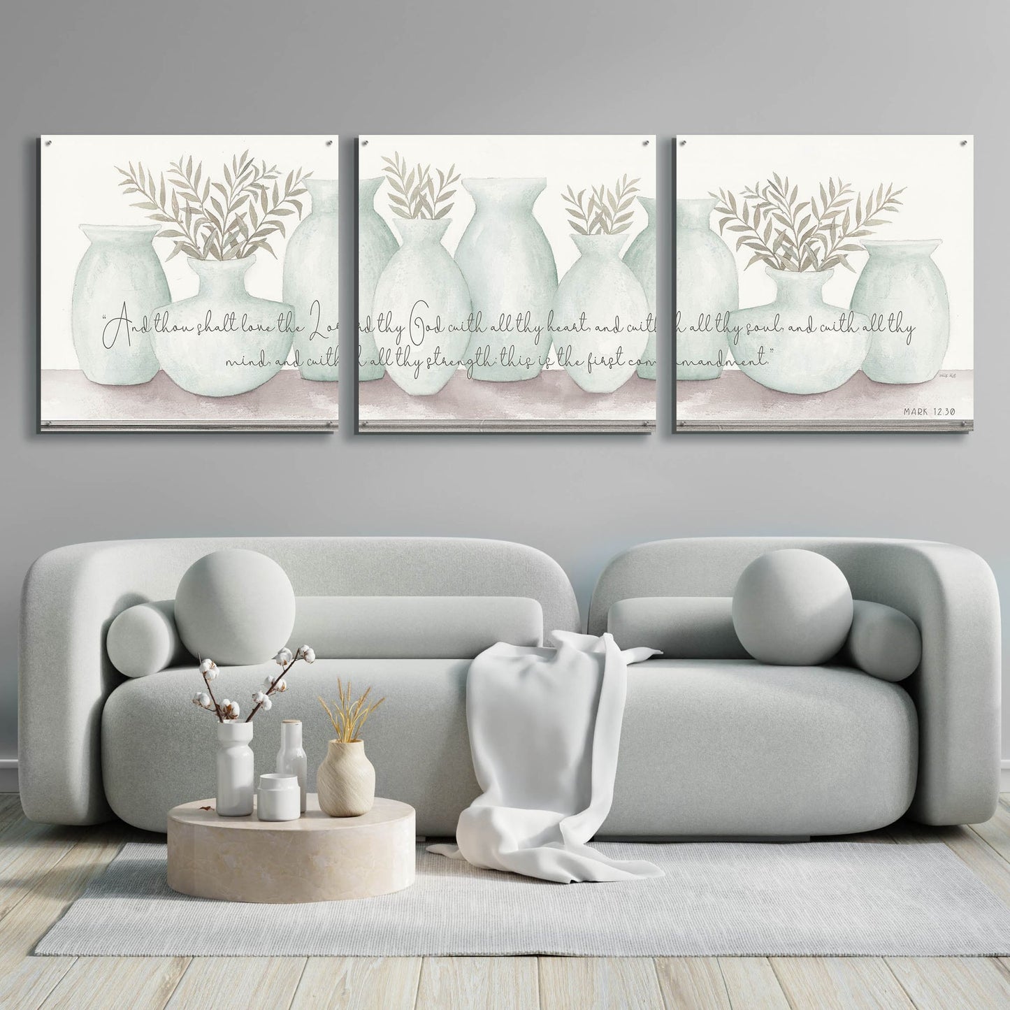 Epic Art 'Love the Lord Your God' by Cindy Jacobs, Acrylic Glass Wall Art, 3 Piece Set,108x36