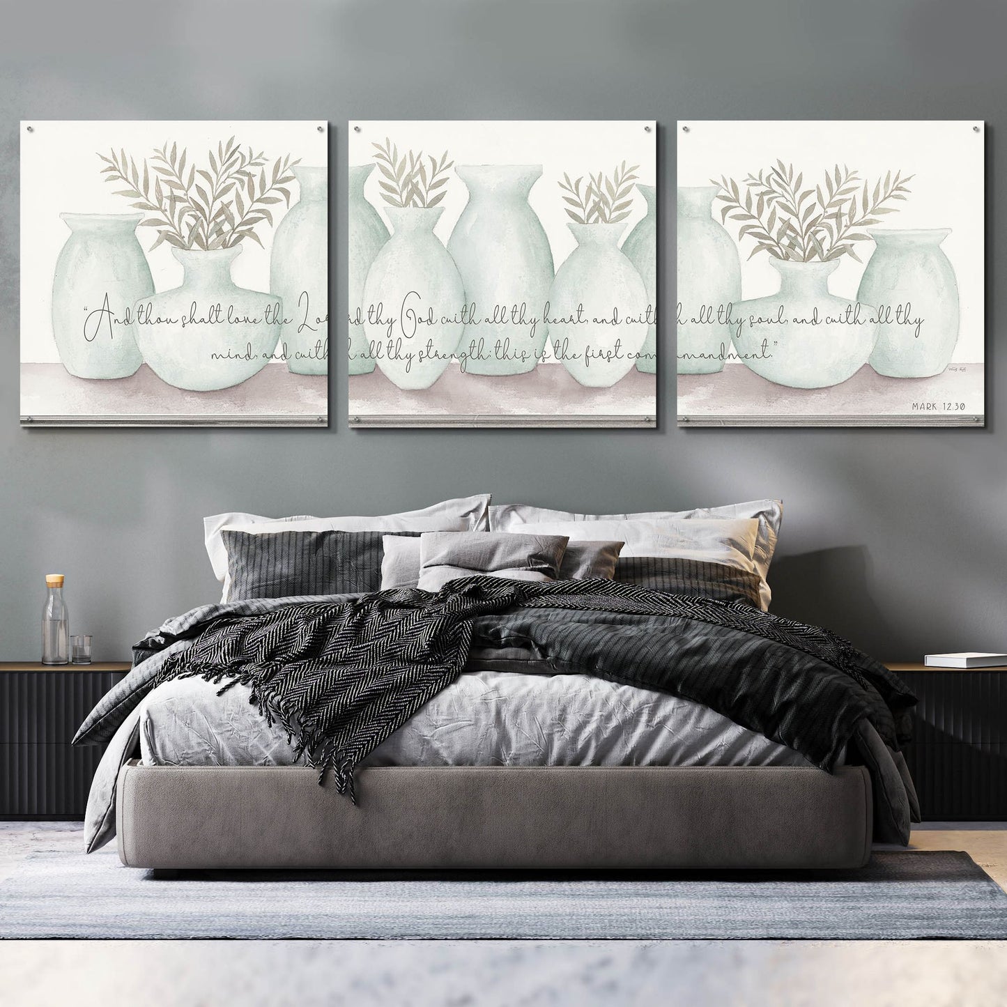 Epic Art 'Love the Lord Your God' by Cindy Jacobs, Acrylic Glass Wall Art, 3 Piece Set,108x36