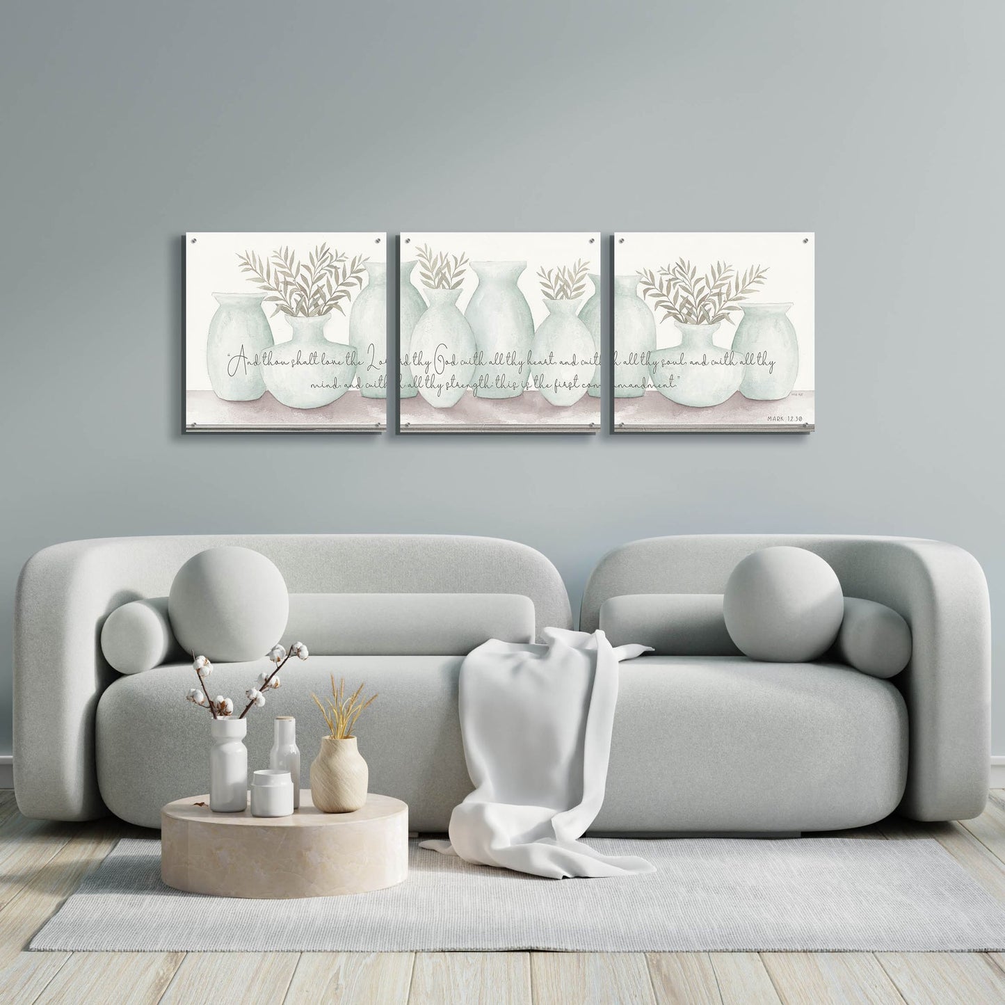 Epic Art 'Love the Lord Your God' by Cindy Jacobs, Acrylic Glass Wall Art, 3 Piece Set,72x24