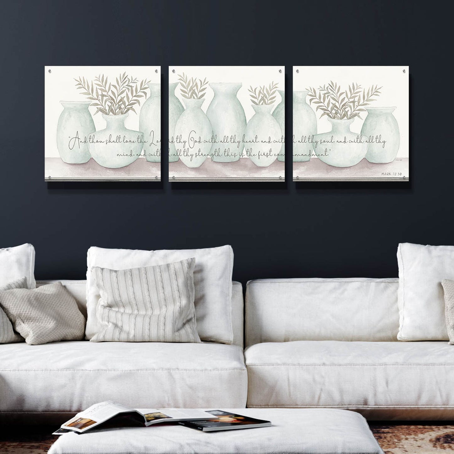 Epic Art 'Love the Lord Your God' by Cindy Jacobs, Acrylic Glass Wall Art, 3 Piece Set,72x24