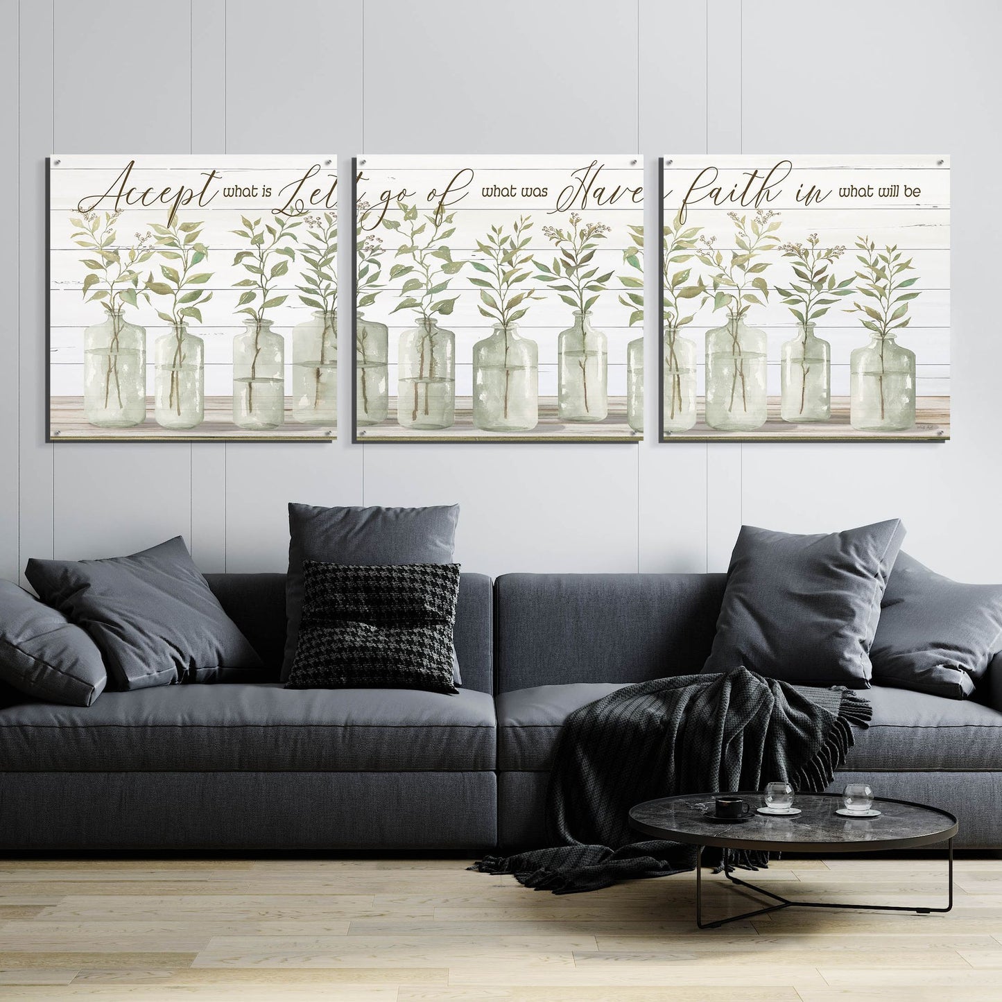 Epic Art 'Accept What Is' by Cindy Jacobs, Acrylic Glass Wall Art, 3 Piece Set,108x36