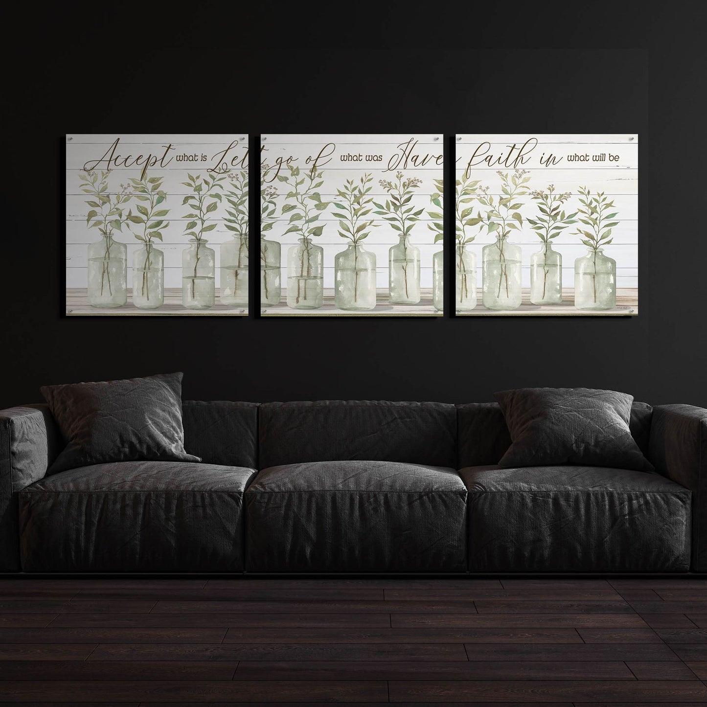 Epic Art 'Accept What Is' by Cindy Jacobs, Acrylic Glass Wall Art, 3 Piece Set,108x36