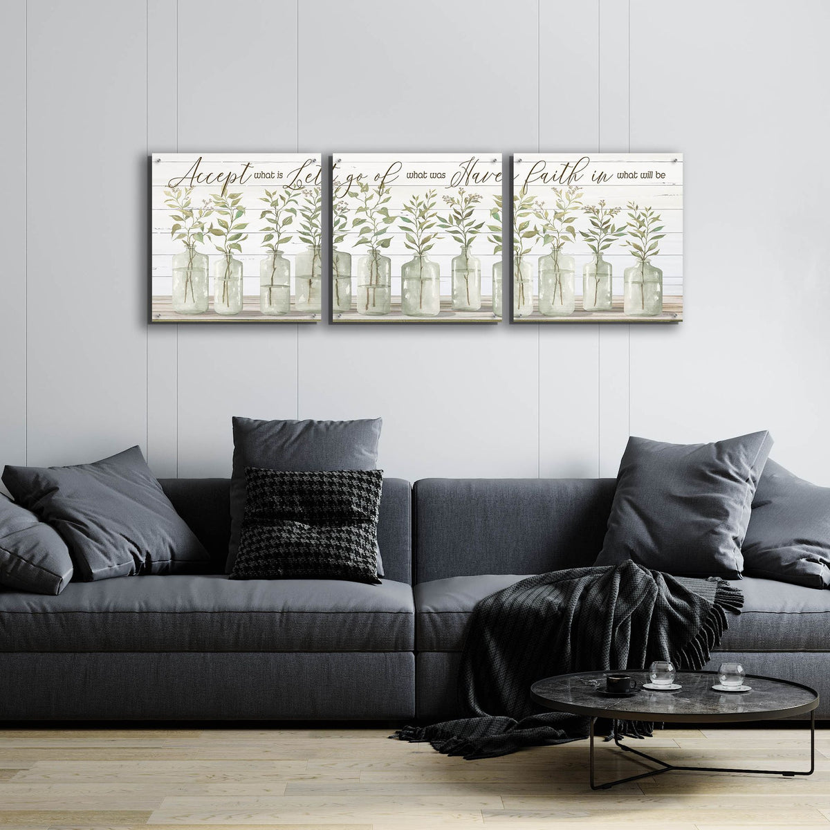 Epic Art 'Accept What Is' by Cindy Jacobs, Acrylic Glass Wall Art, 3 Piece Set,72x24
