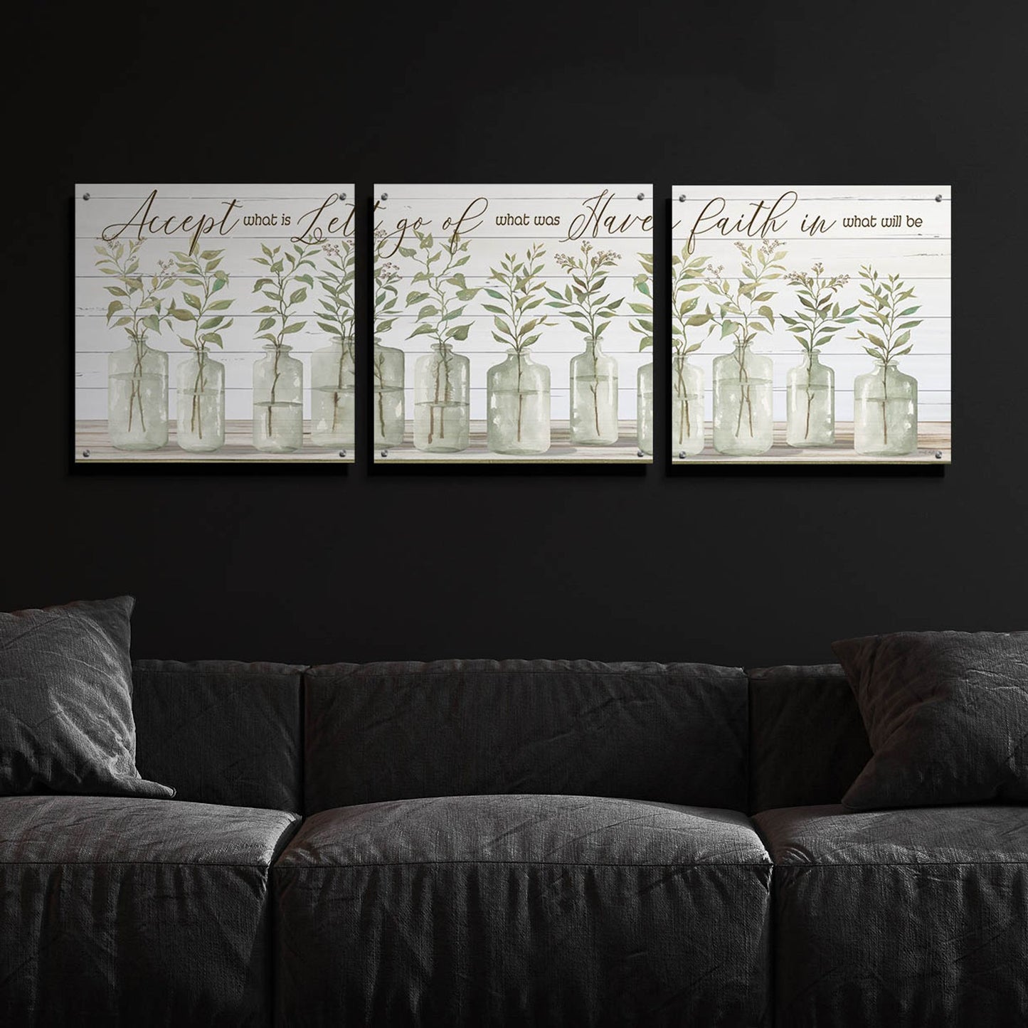 Epic Art 'Accept What Is' by Cindy Jacobs, Acrylic Glass Wall Art, 3 Piece Set,72x24