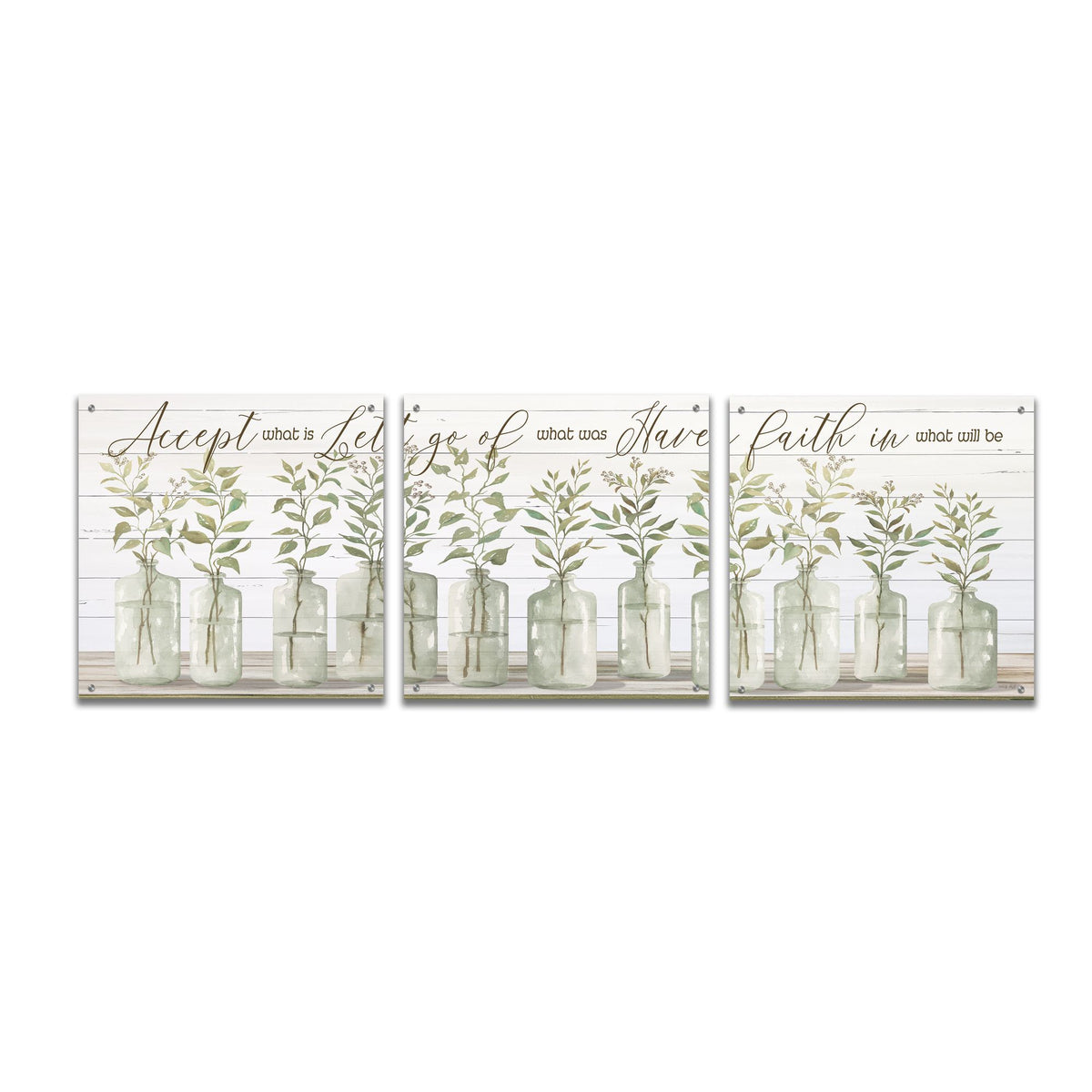 Epic Art 'Accept What Is' by Cindy Jacobs, Acrylic Glass Wall Art, 3 Piece Set