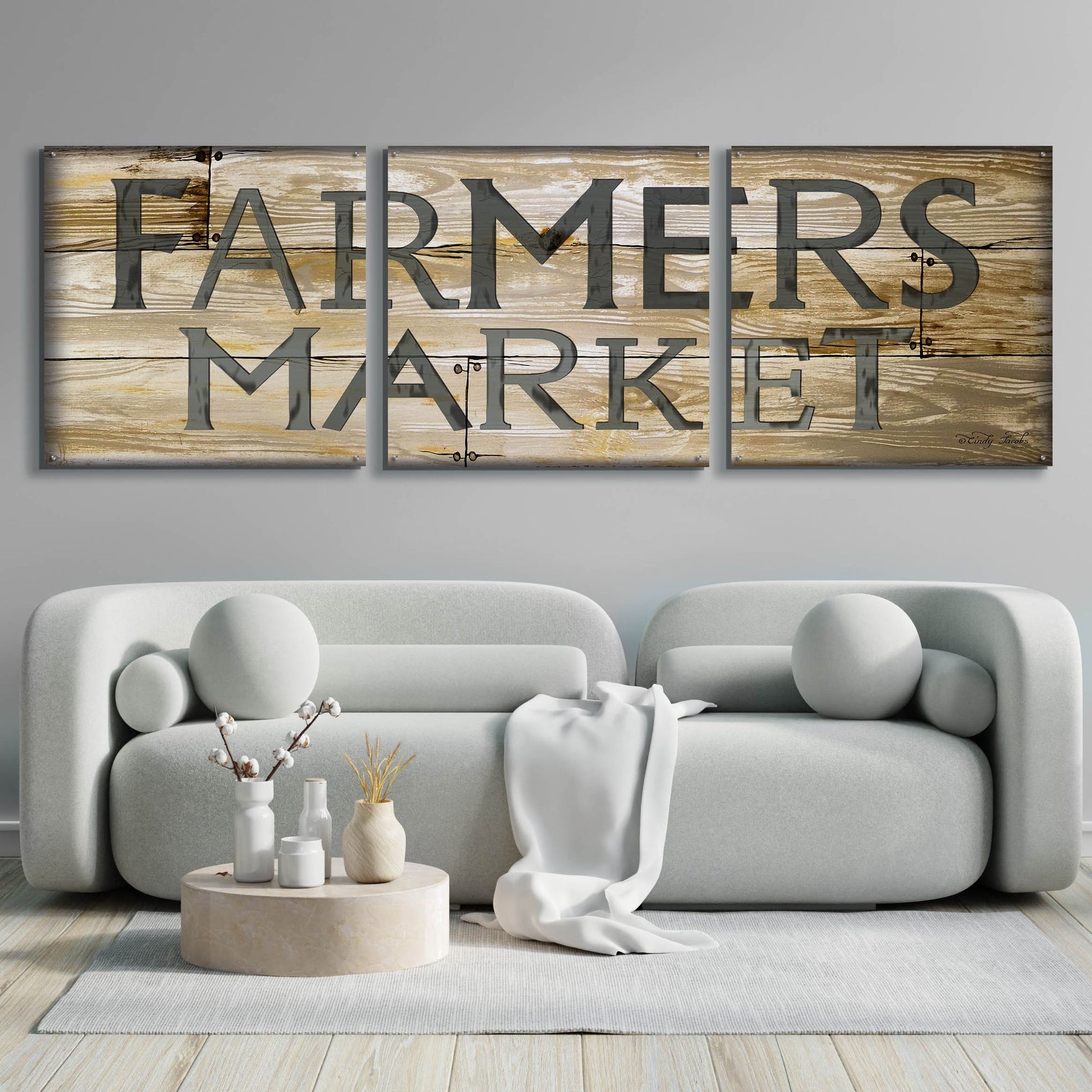 Epic Art 'Farmer's Market' by Cindy Jacobs, Acrylic Glass Wall Art, 3 Piece Set,108x36