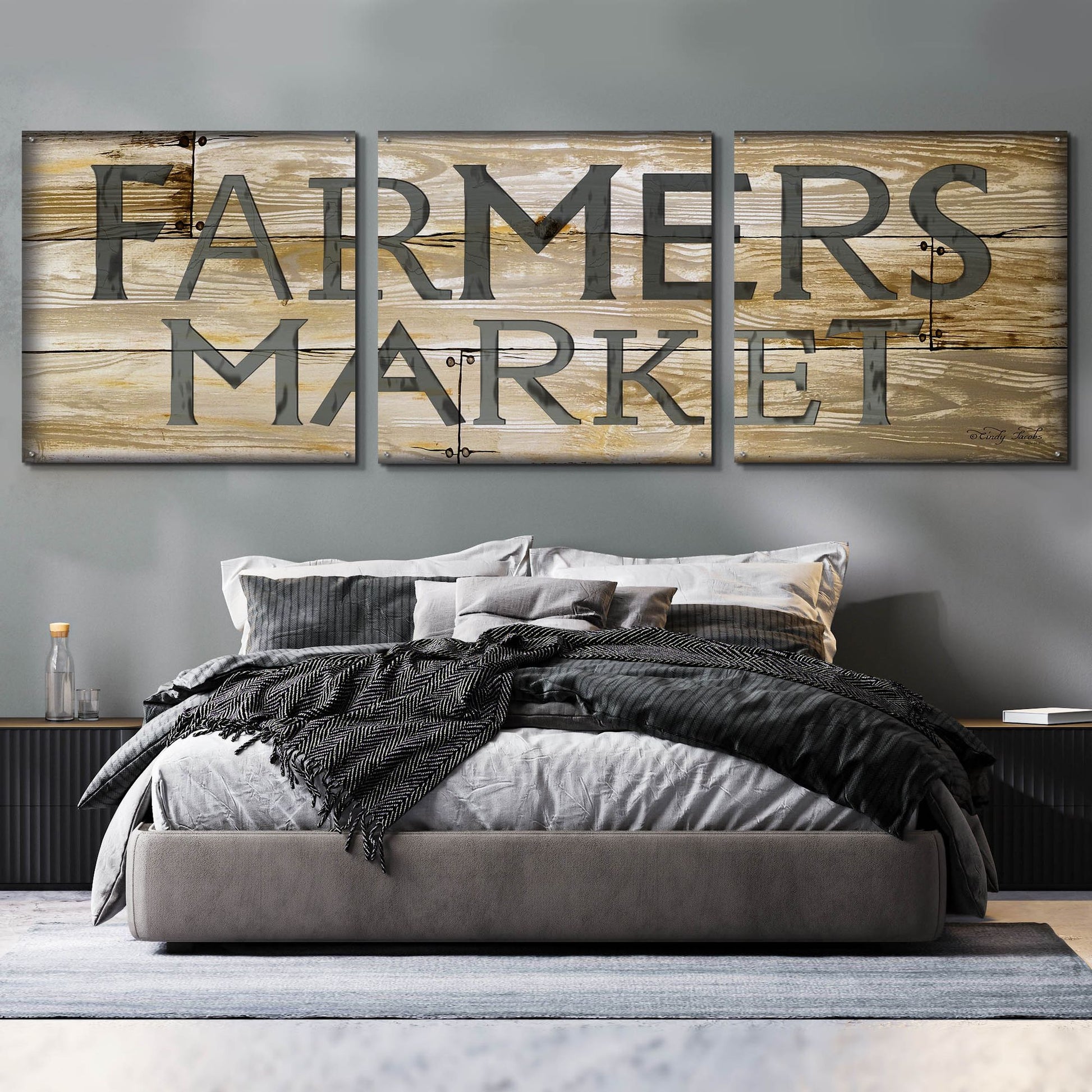 Epic Art 'Farmer's Market' by Cindy Jacobs, Acrylic Glass Wall Art, 3 Piece Set,108x36