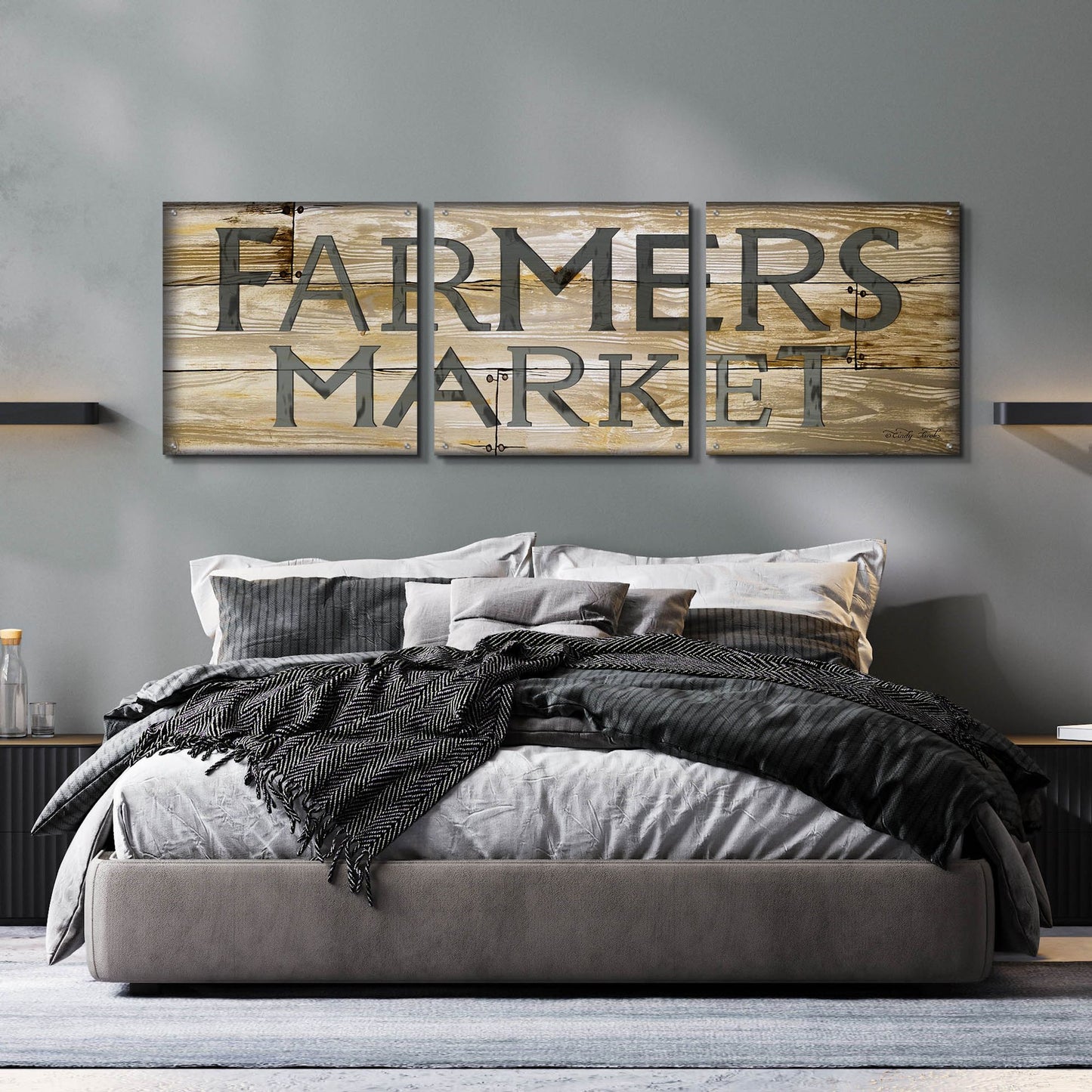 Epic Art 'Farmer's Market' by Cindy Jacobs, Acrylic Glass Wall Art, 3 Piece Set,72x24