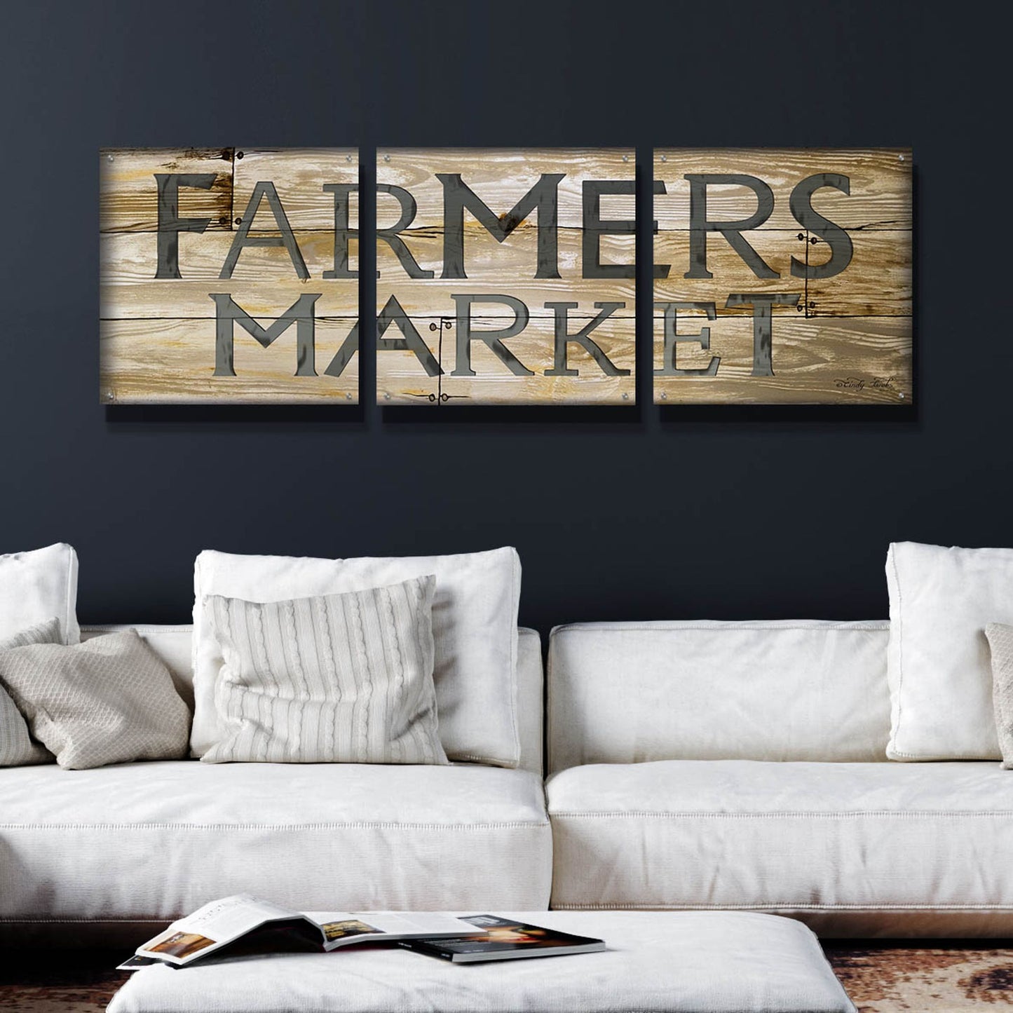 Epic Art 'Farmer's Market' by Cindy Jacobs, Acrylic Glass Wall Art, 3 Piece Set,72x24