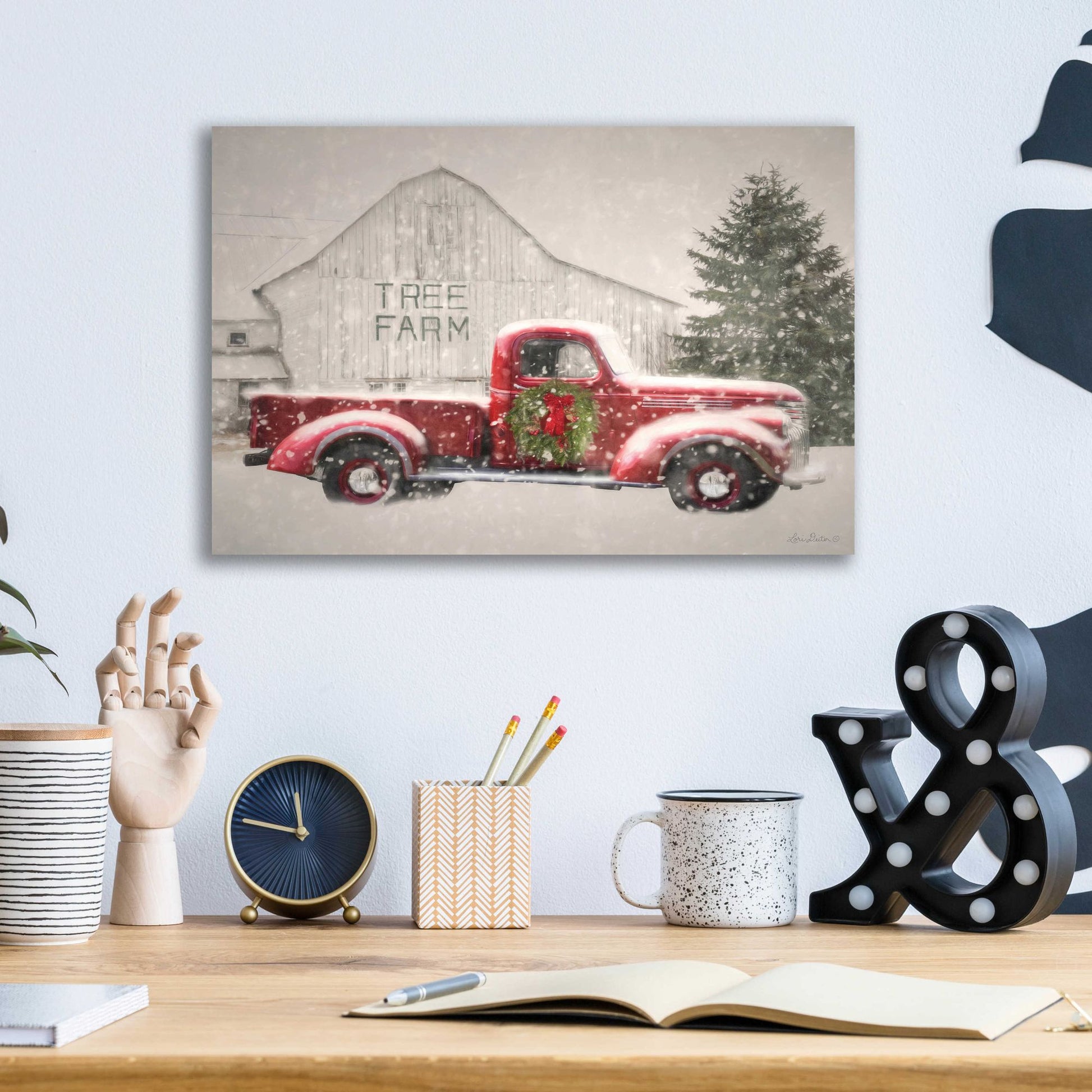 Epic Art 'Tree Farm With Truck' by Lori Deiter, Acrylic Glass Wall Art,16x12