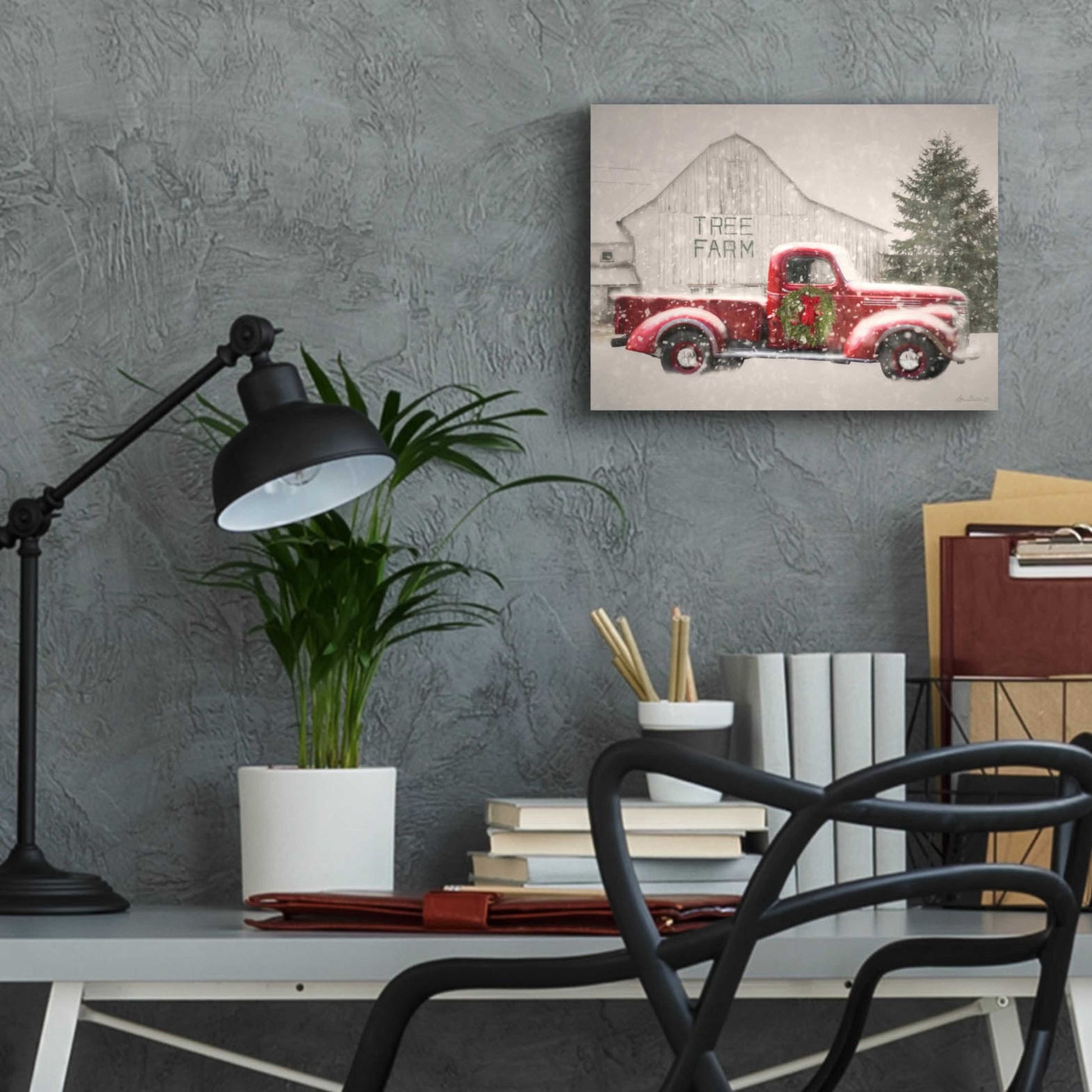 Epic Art 'Tree Farm With Truck' by Lori Deiter, Acrylic Glass Wall Art,16x12