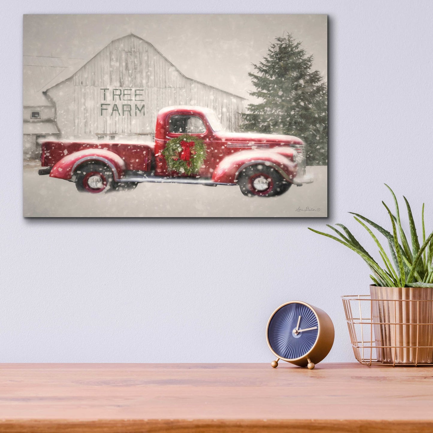 Epic Art 'Tree Farm With Truck' by Lori Deiter, Acrylic Glass Wall Art,16x12