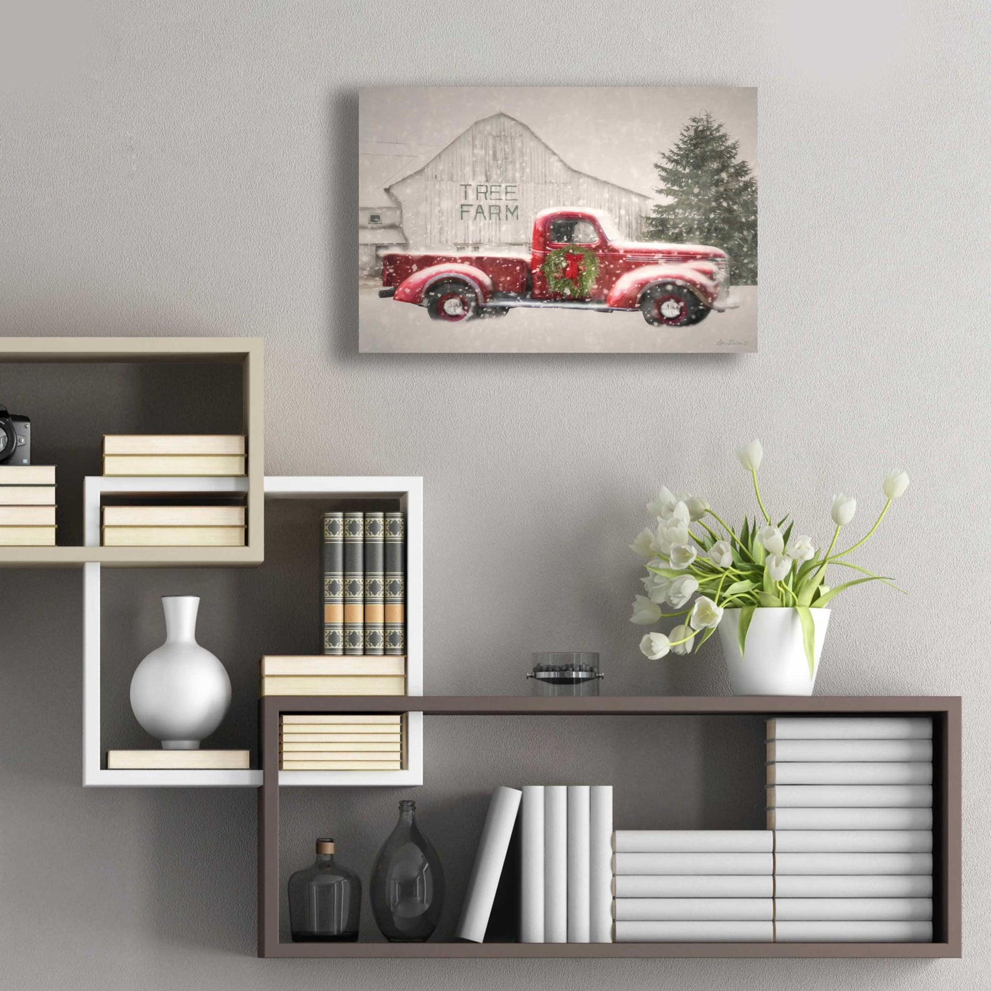 Epic Art 'Tree Farm With Truck' by Lori Deiter, Acrylic Glass Wall Art,24x16