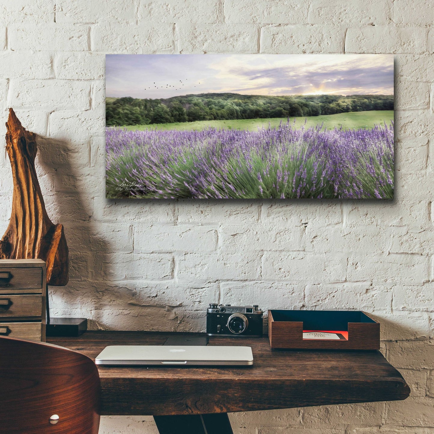 Epic Art 'Lavender Fields' by Lori Deiter, Acrylic Glass Wall Art,24x12