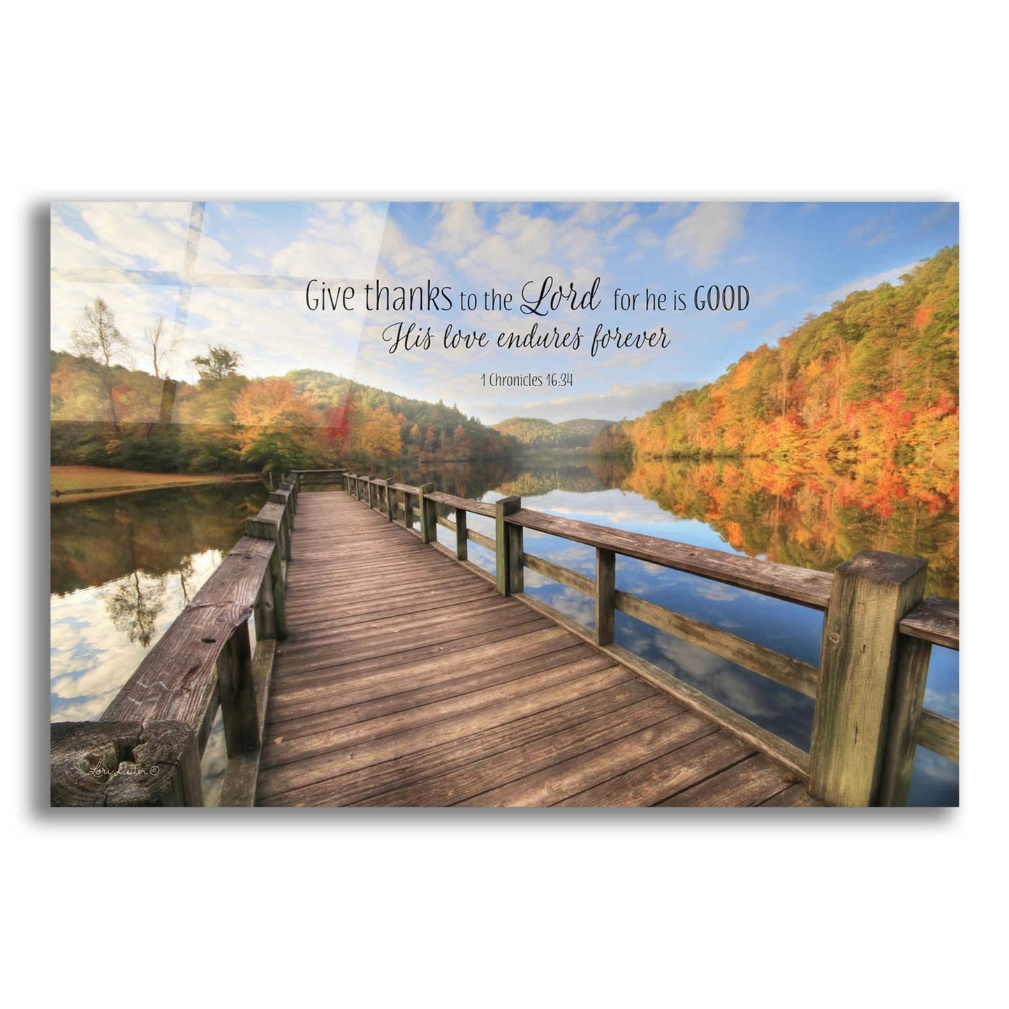 Epic Art 'Give Thanks to the Lord' by Lori Deiter, Acrylic Glass Wall Art,24x16